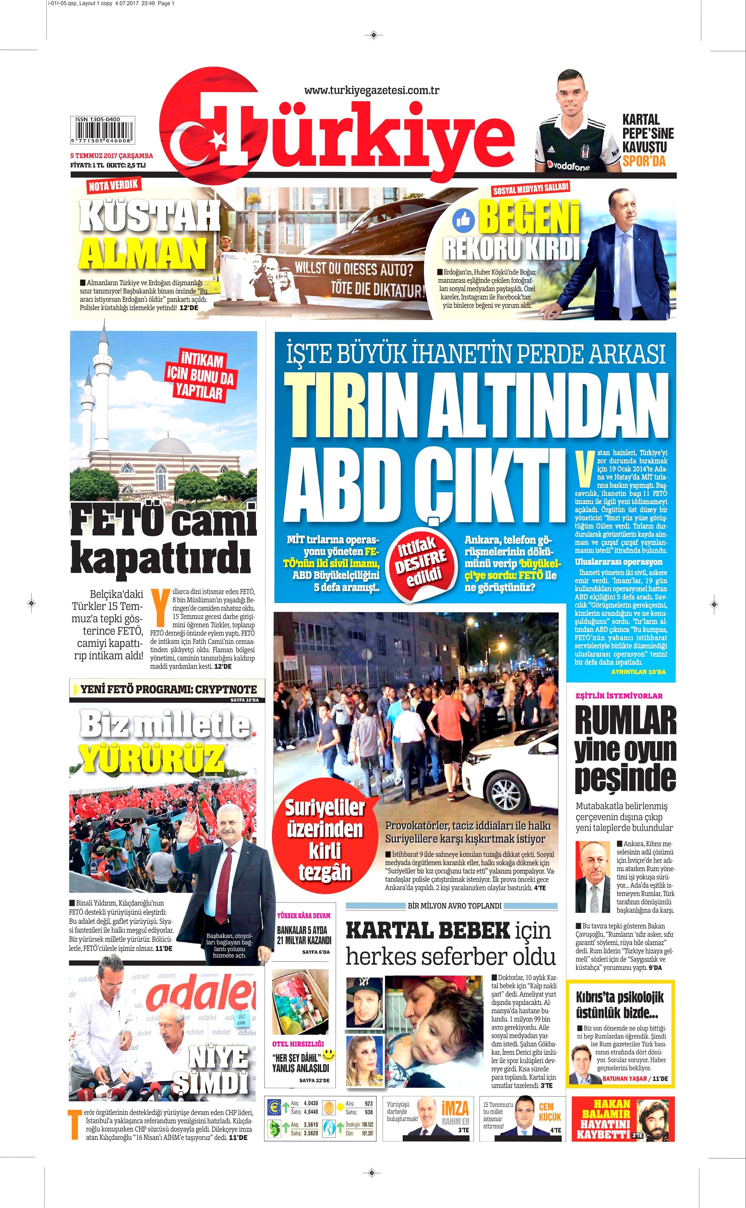 5 Temmuz 2017 Çarşamba gazete manşetleri - 18