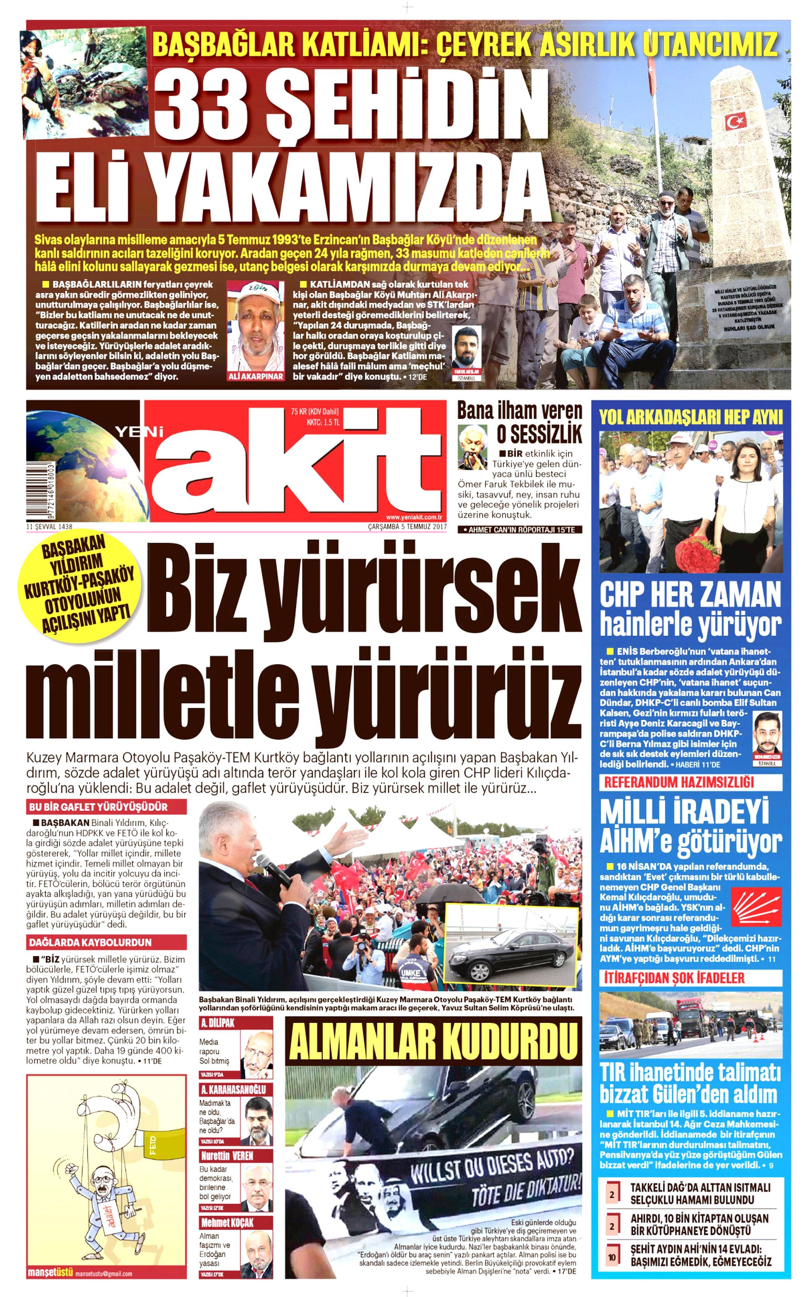 5 Temmuz 2017 Çarşamba gazete manşetleri - 2