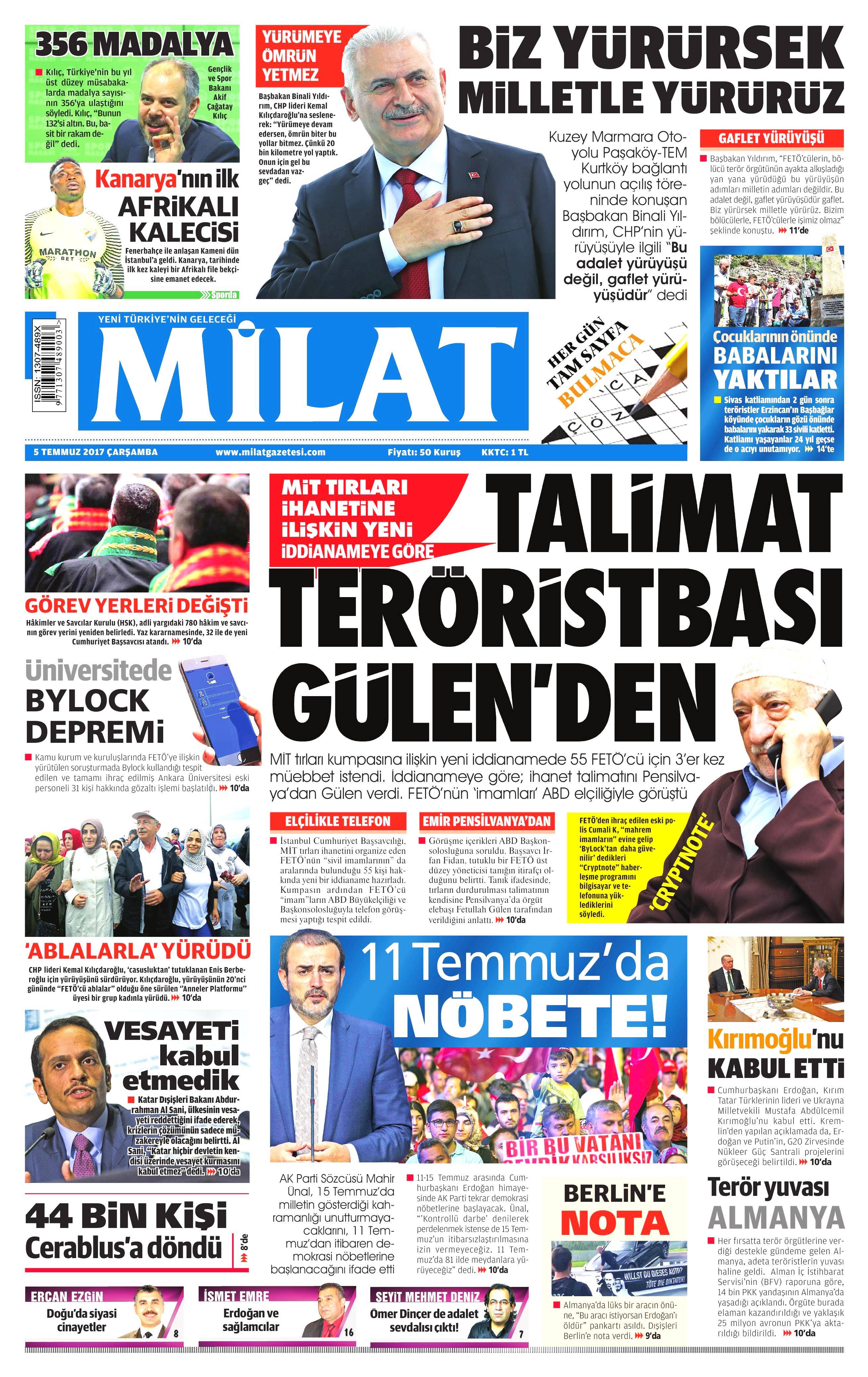 5 Temmuz 2017 Çarşamba gazete manşetleri - 9