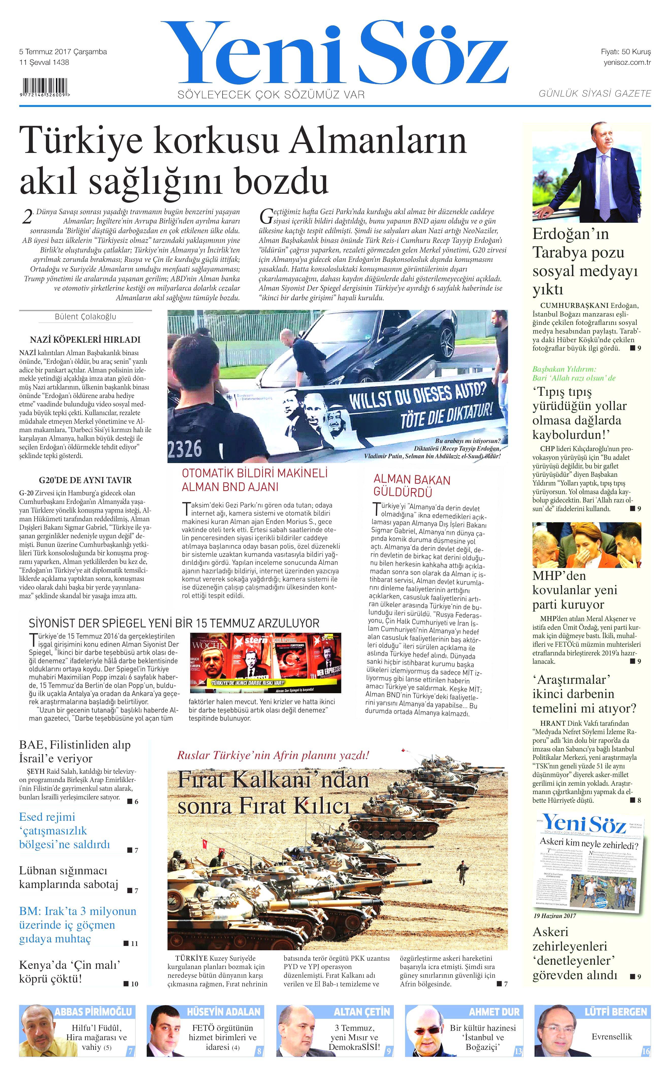 5 Temmuz 2017 Çarşamba gazete manşetleri - 24