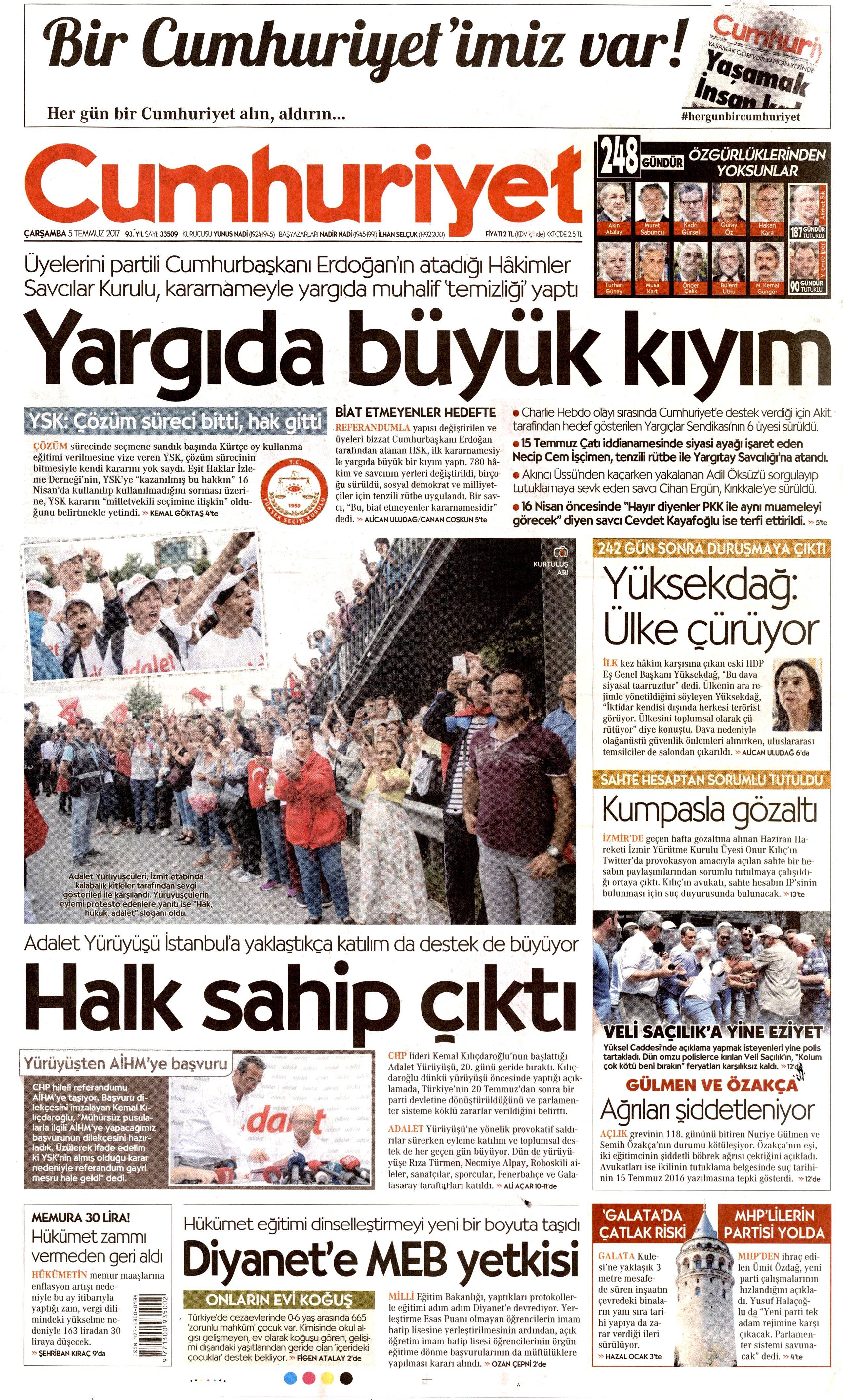 5 Temmuz 2017 Çarşamba gazete manşetleri - 28