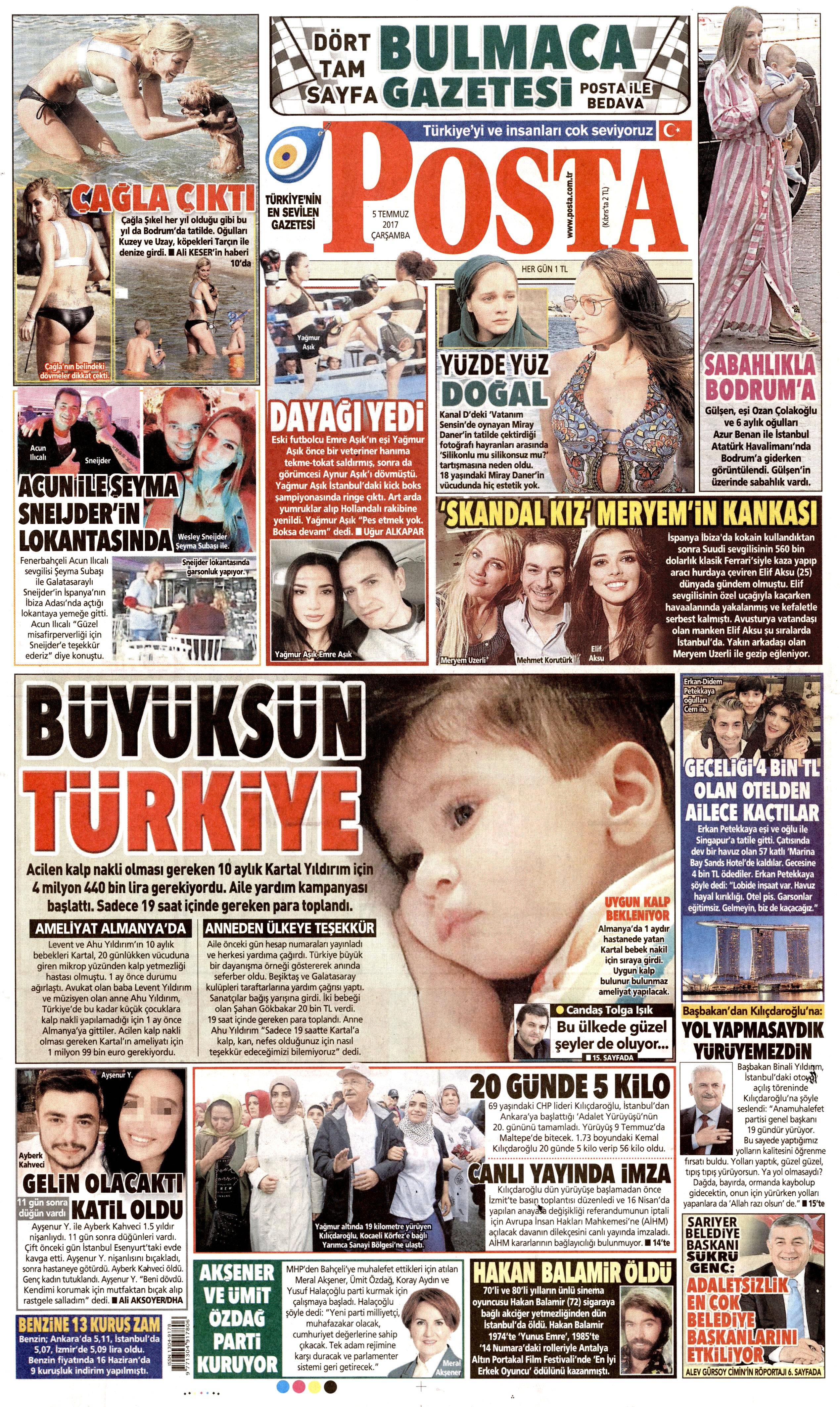 5 Temmuz 2017 Çarşamba gazete manşetleri - 13