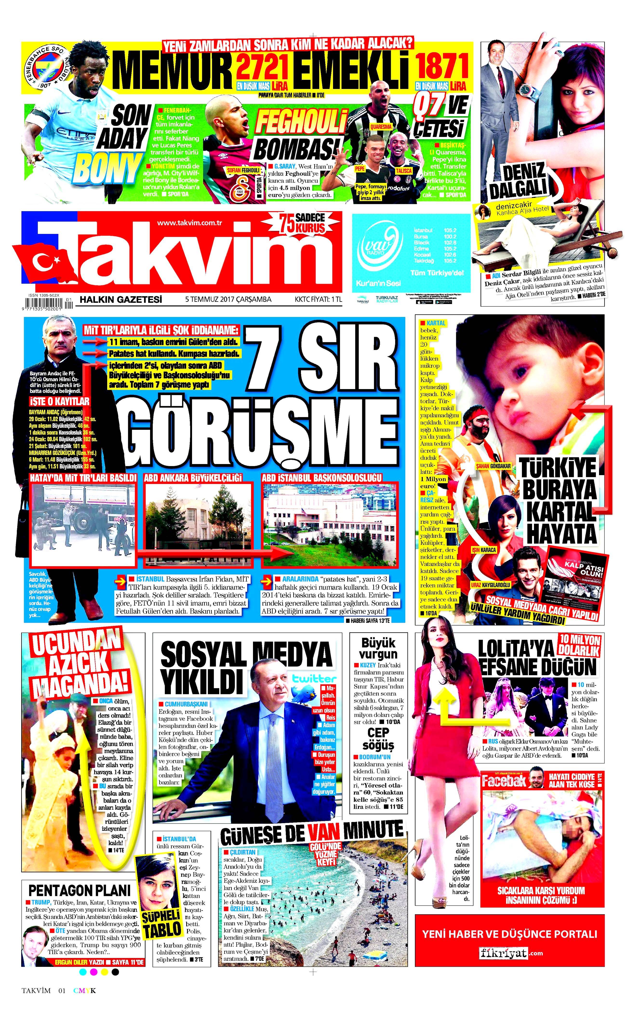 5 Temmuz 2017 Çarşamba gazete manşetleri - 17