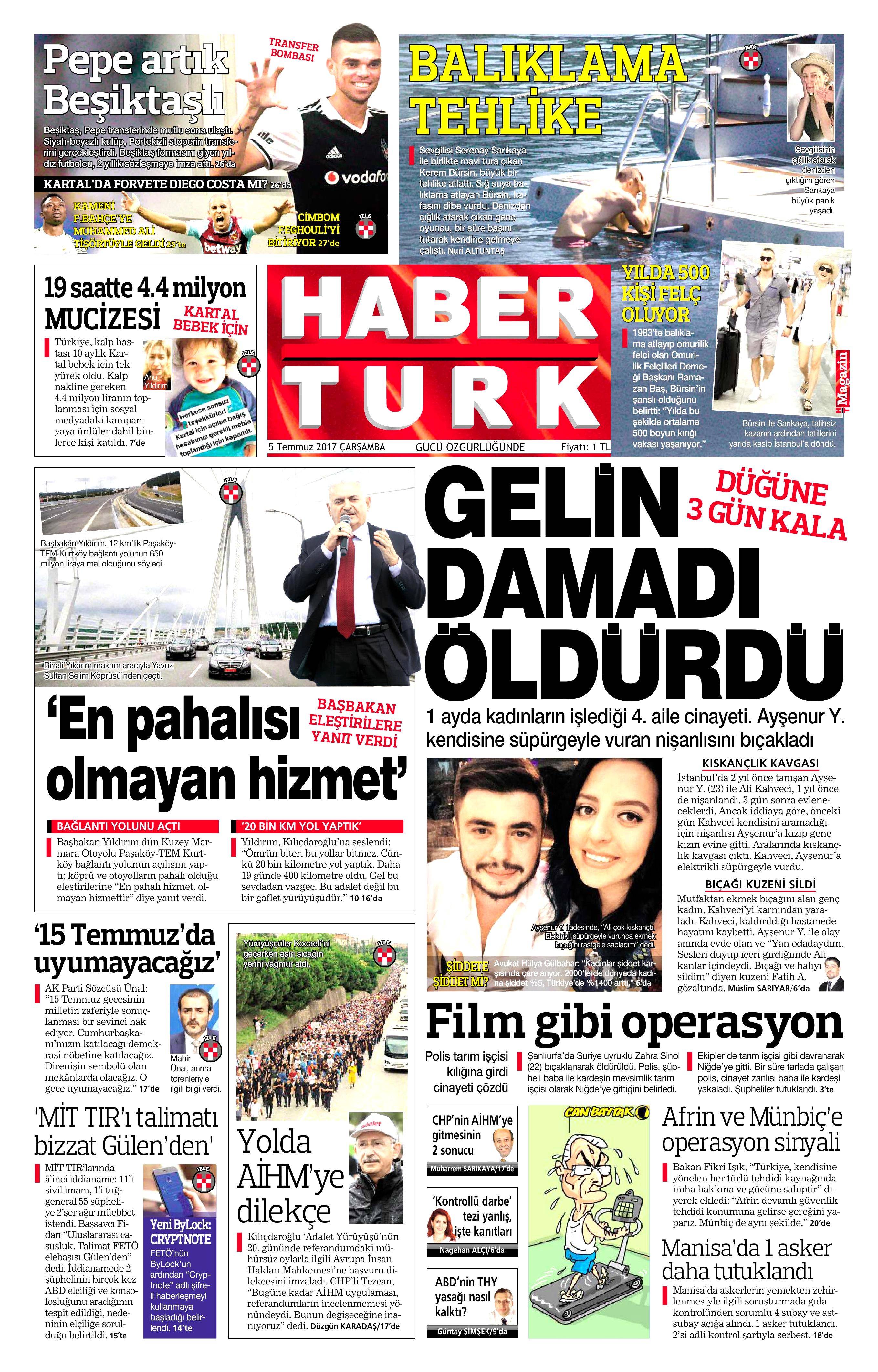 5 Temmuz 2017 Çarşamba gazete manşetleri - 5