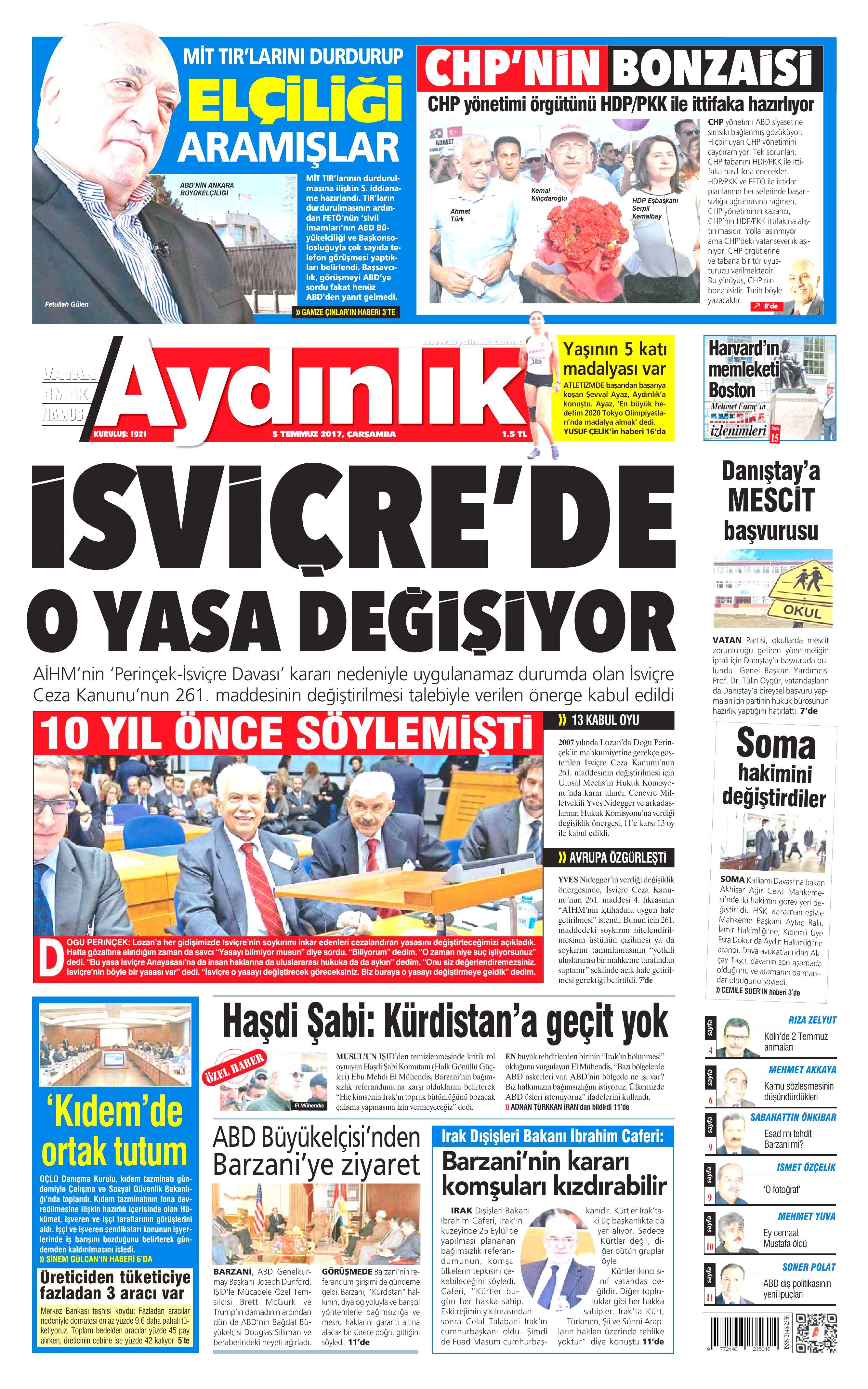 5 Temmuz 2017 Çarşamba gazete manşetleri - 26