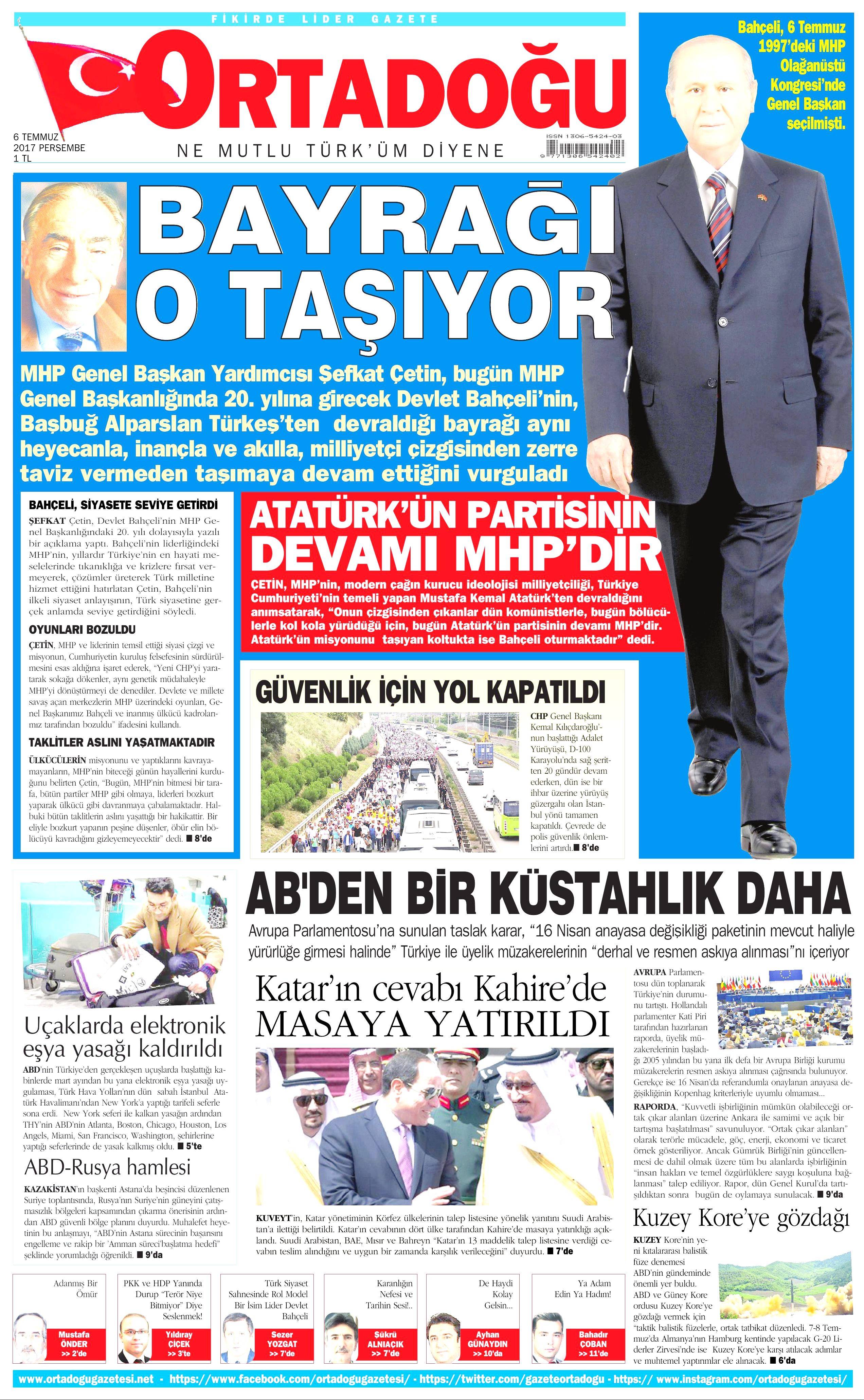 6 Temmuz 2017 Perşembe gazete manşetleri - 12