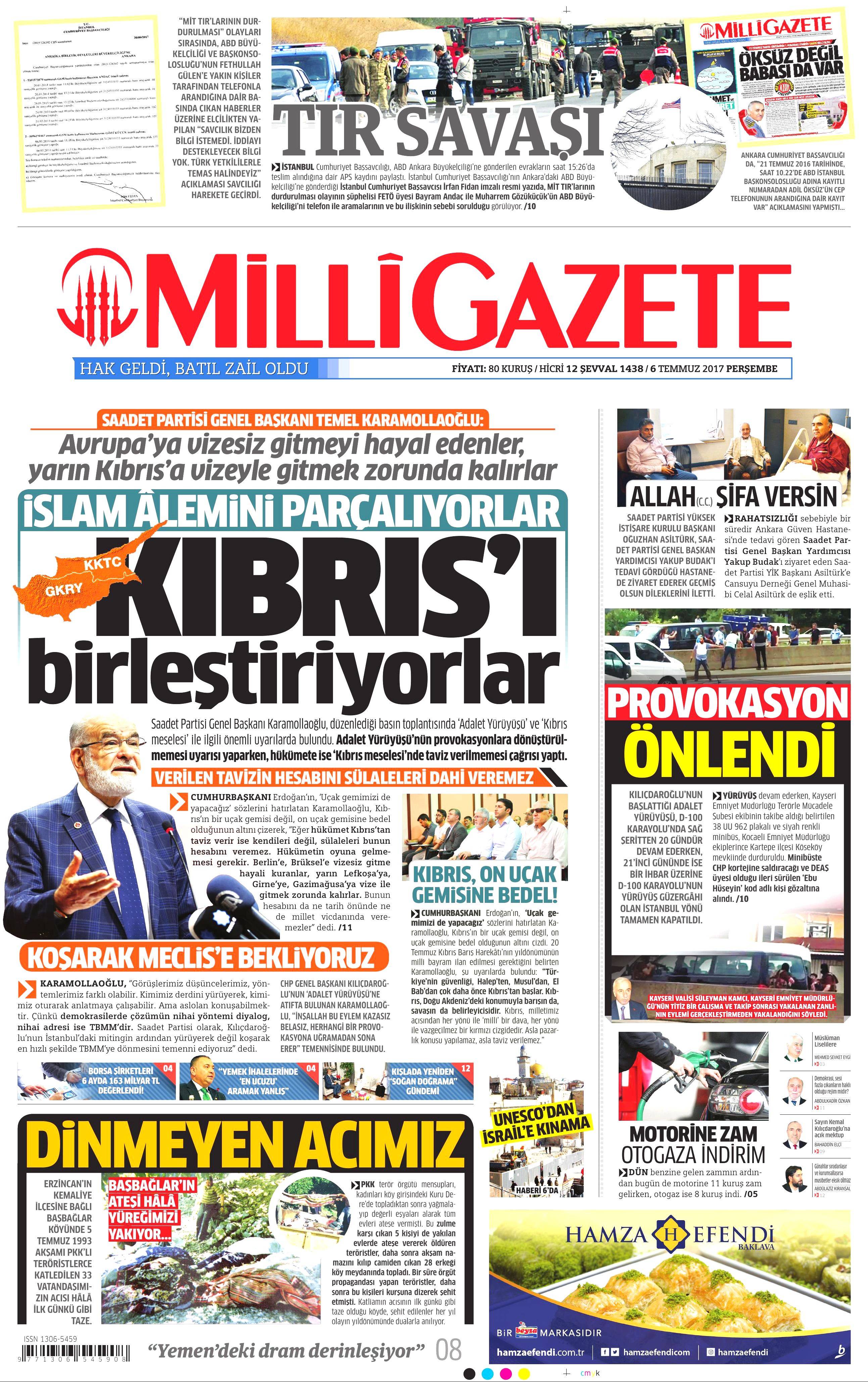 6 Temmuz 2017 Perşembe gazete manşetleri - 10