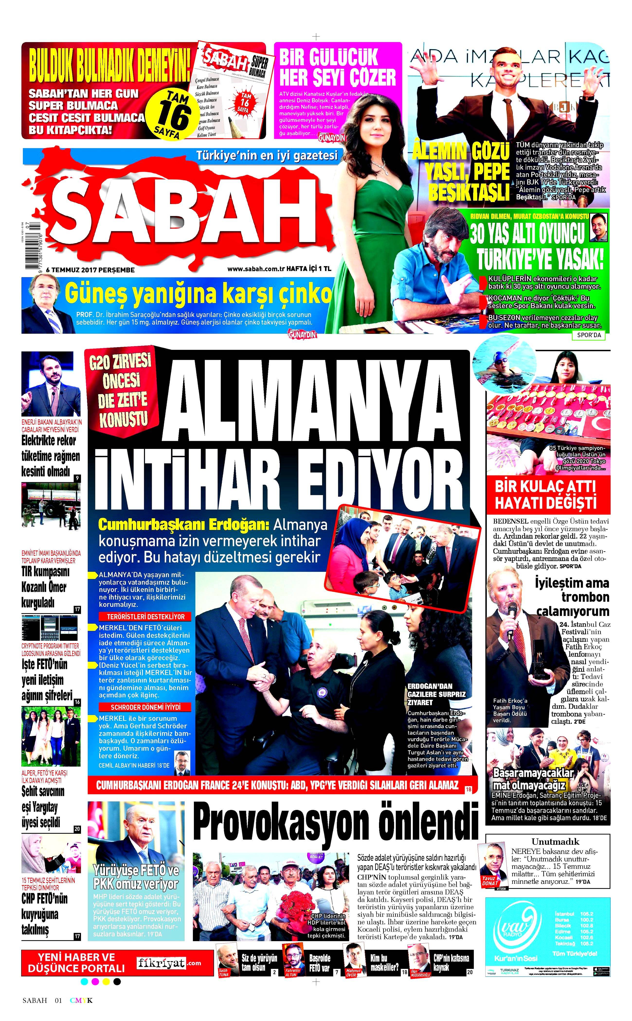 6 Temmuz 2017 Perşembe gazete manşetleri - 13