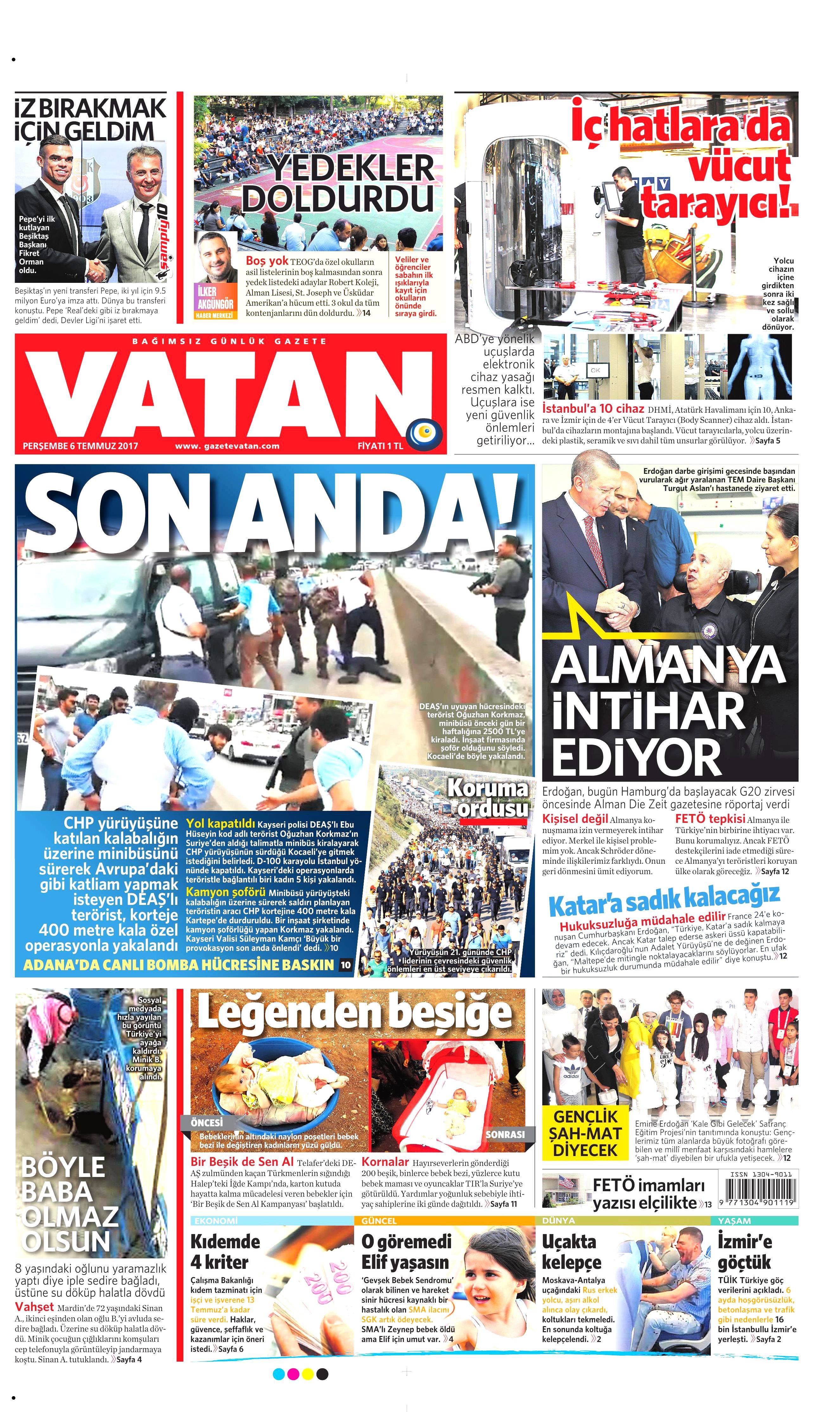 6 Temmuz 2017 Perşembe gazete manşetleri - 18