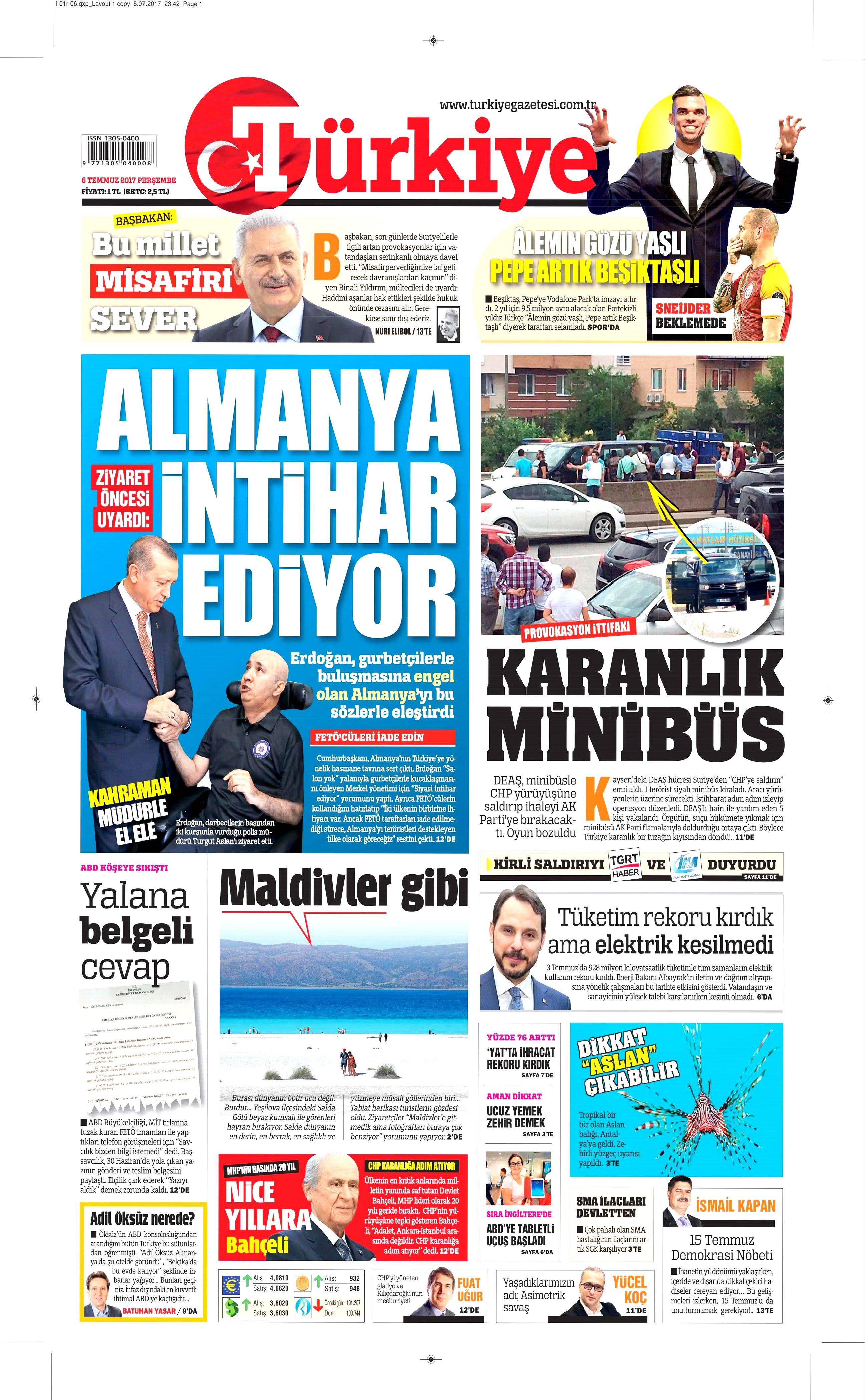 6 Temmuz 2017 Perşembe gazete manşetleri - 17