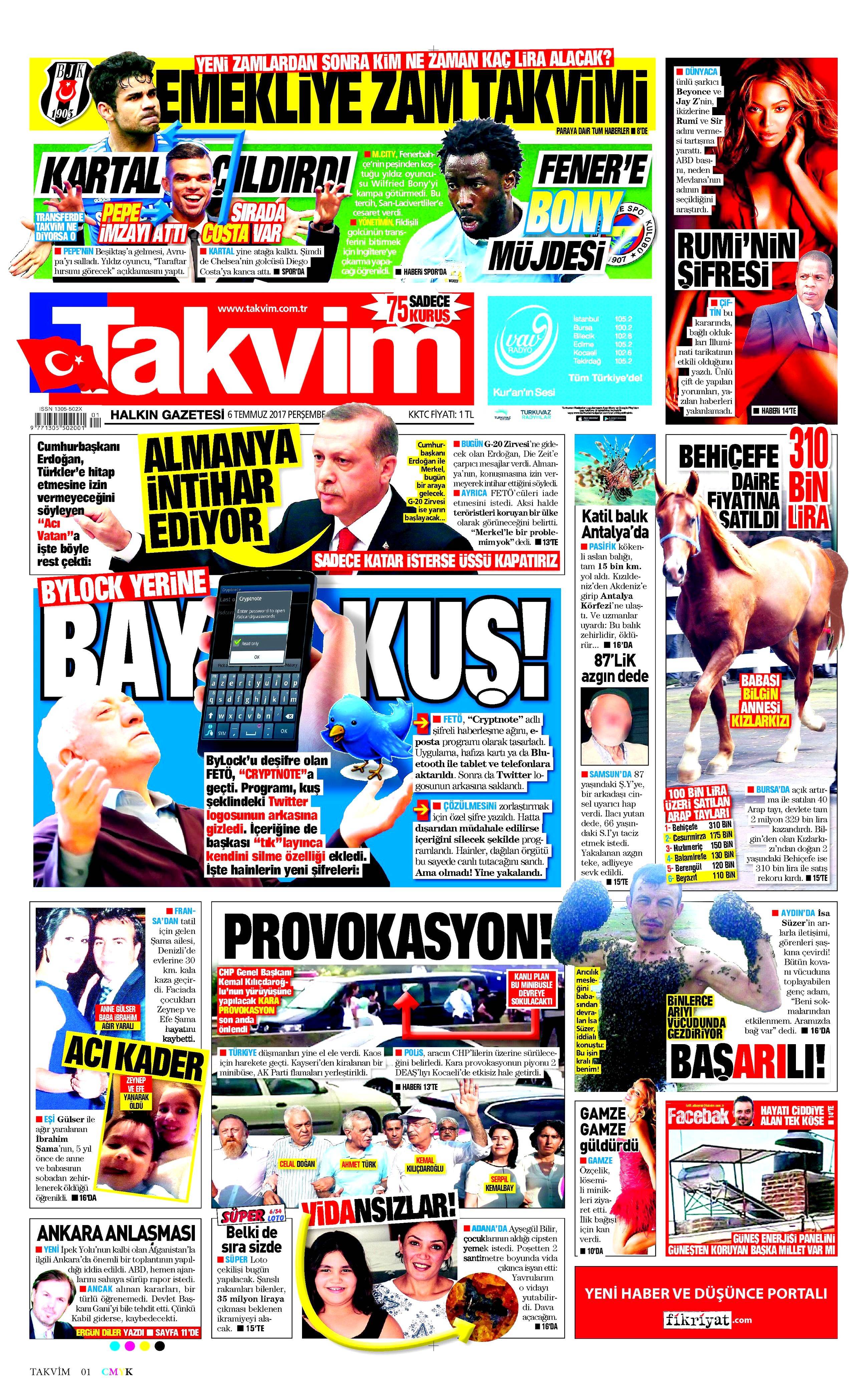 6 Temmuz 2017 Perşembe gazete manşetleri - 16