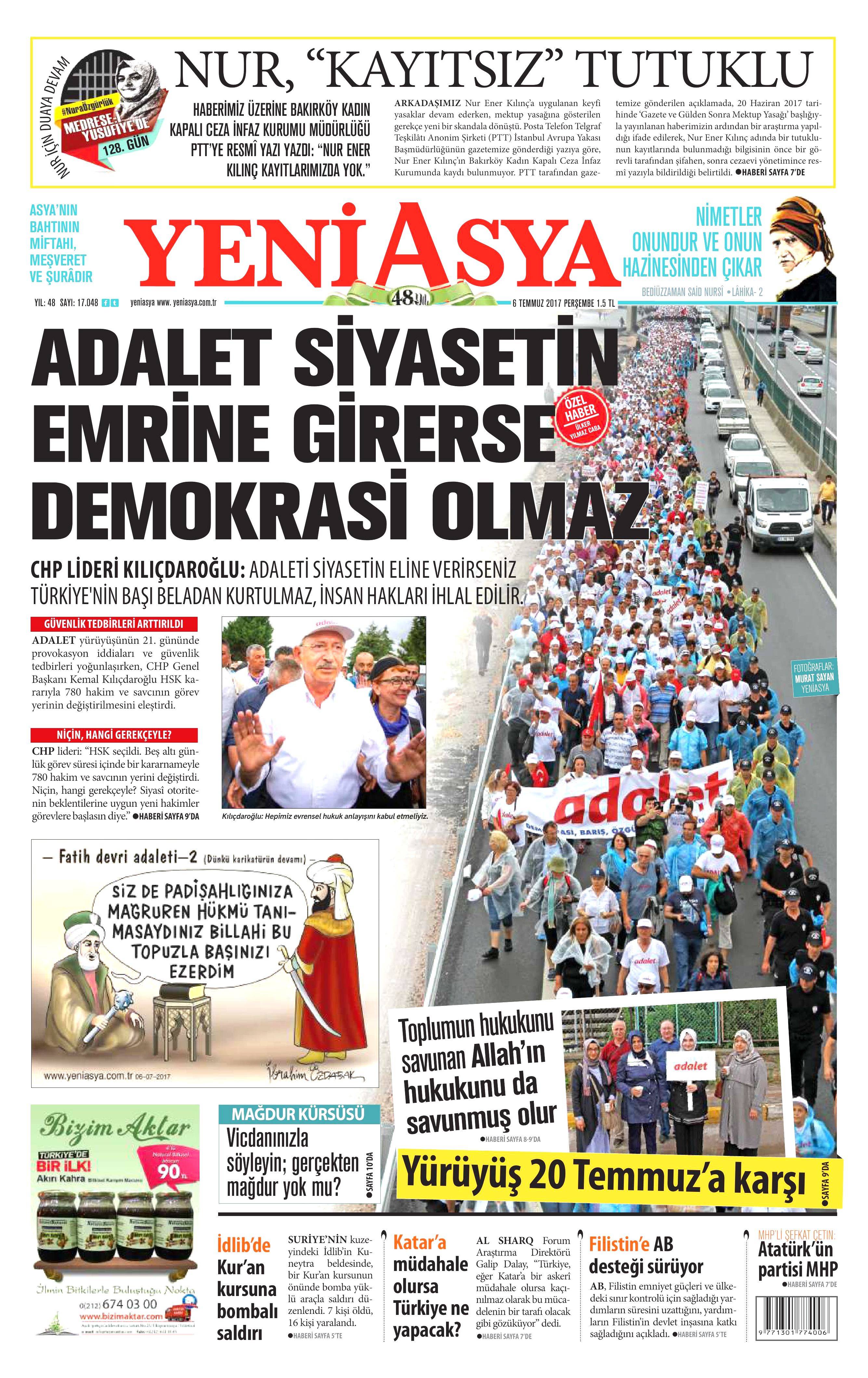 6 Temmuz 2017 Perşembe gazete manşetleri - 19