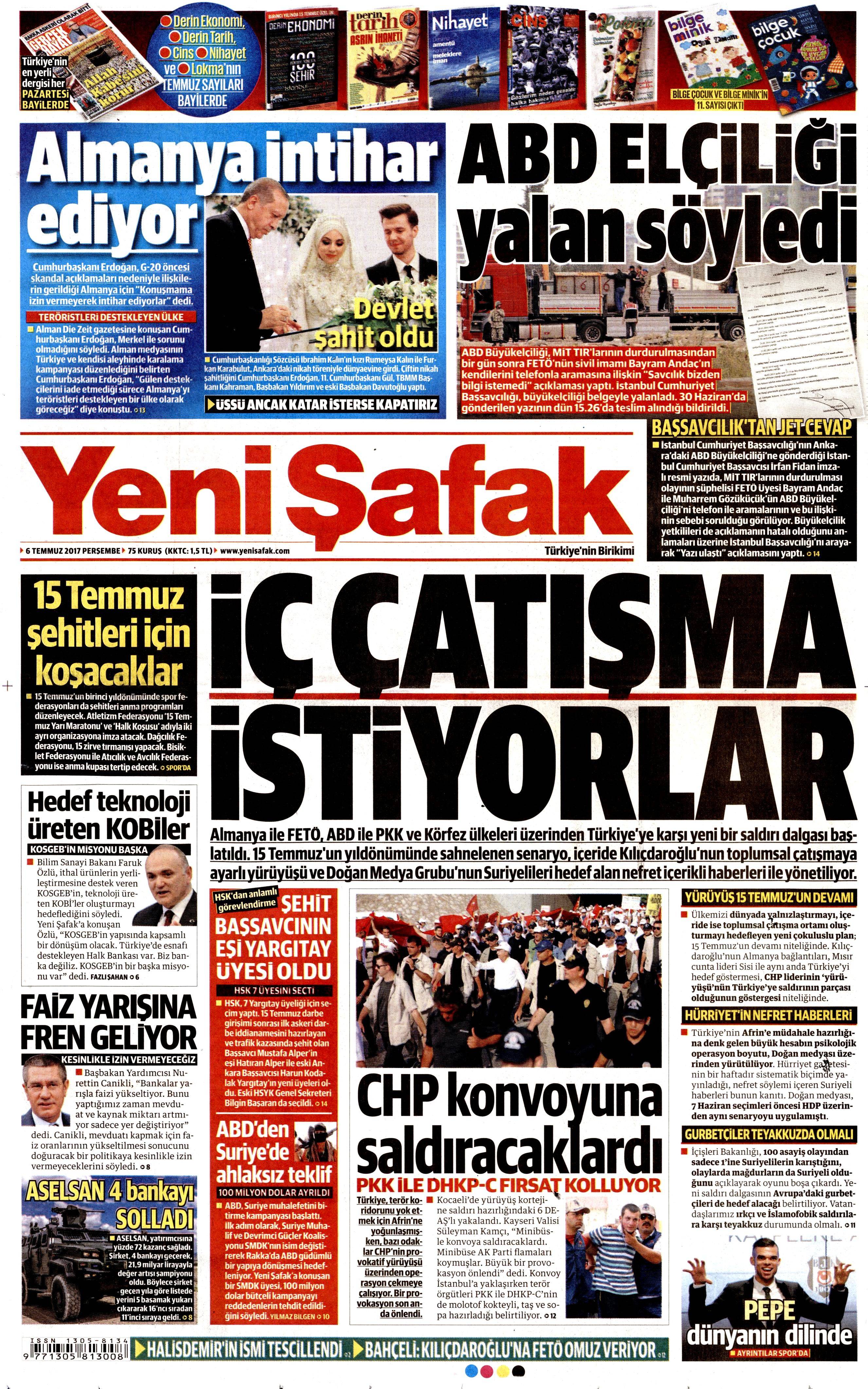 6 Temmuz 2017 Perşembe gazete manşetleri - 24