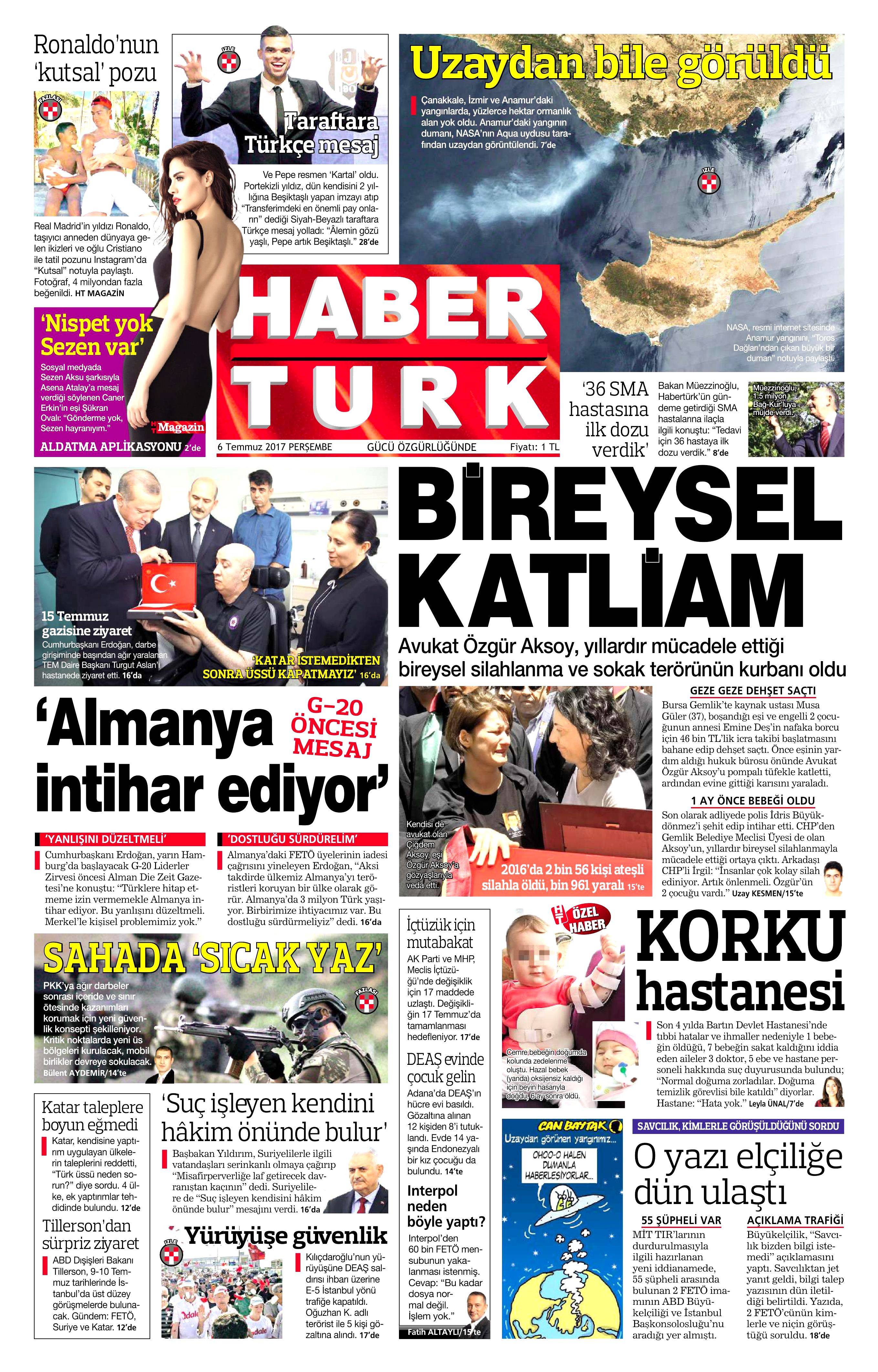 6 Temmuz 2017 Perşembe gazete manşetleri - 5