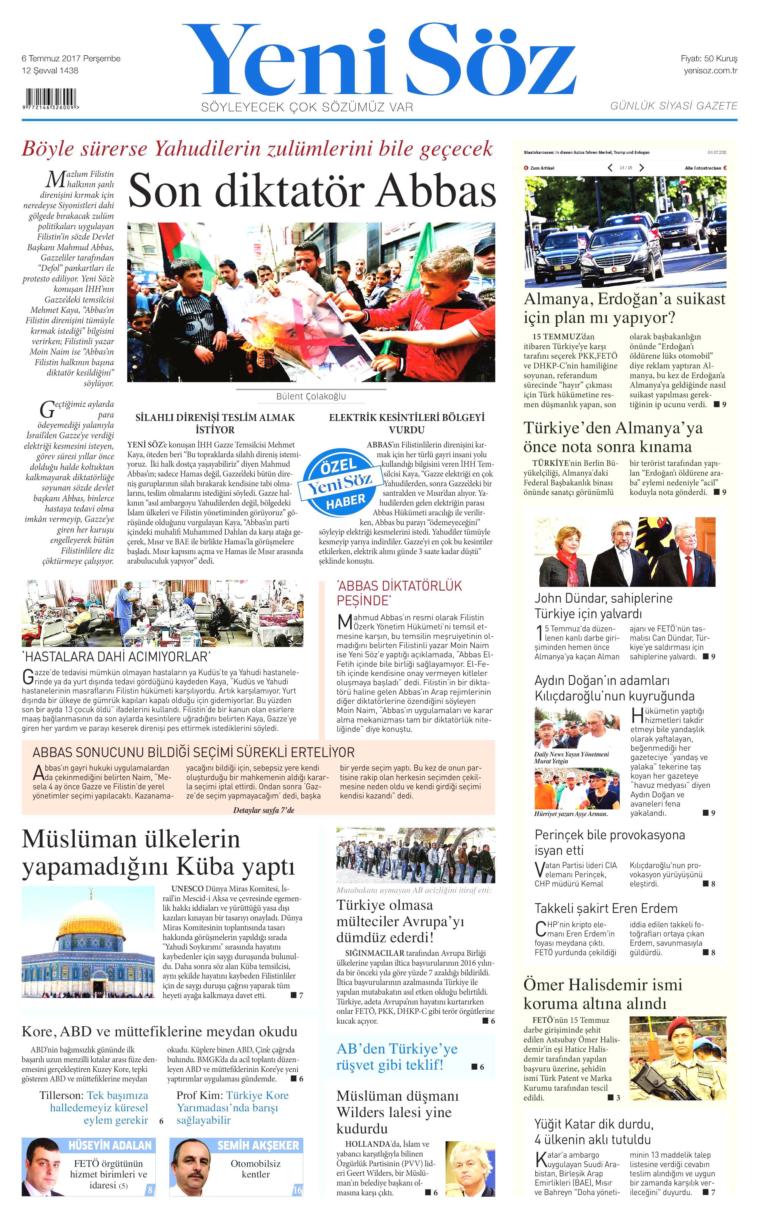 6 Temmuz 2017 Perşembe gazete manşetleri - 23