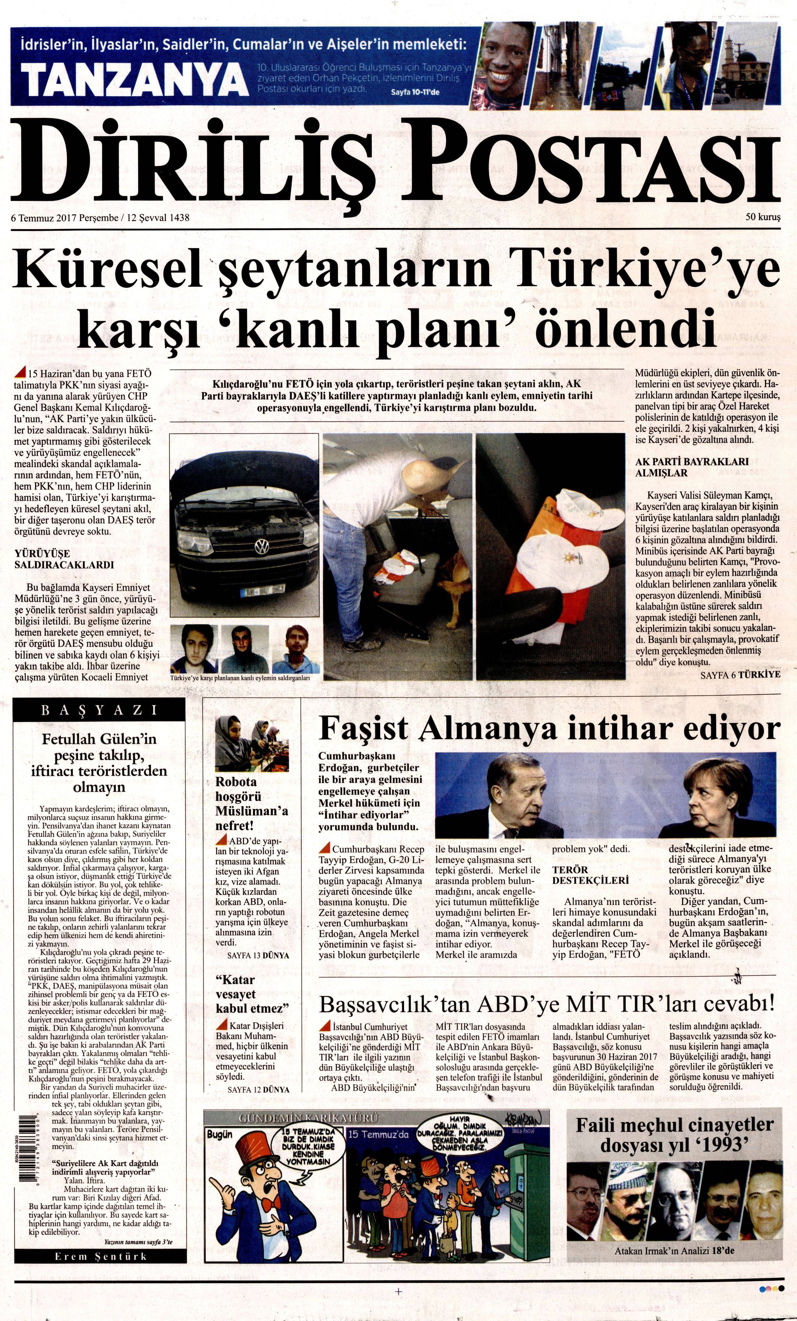 6 Temmuz 2017 Perşembe gazete manşetleri - 3