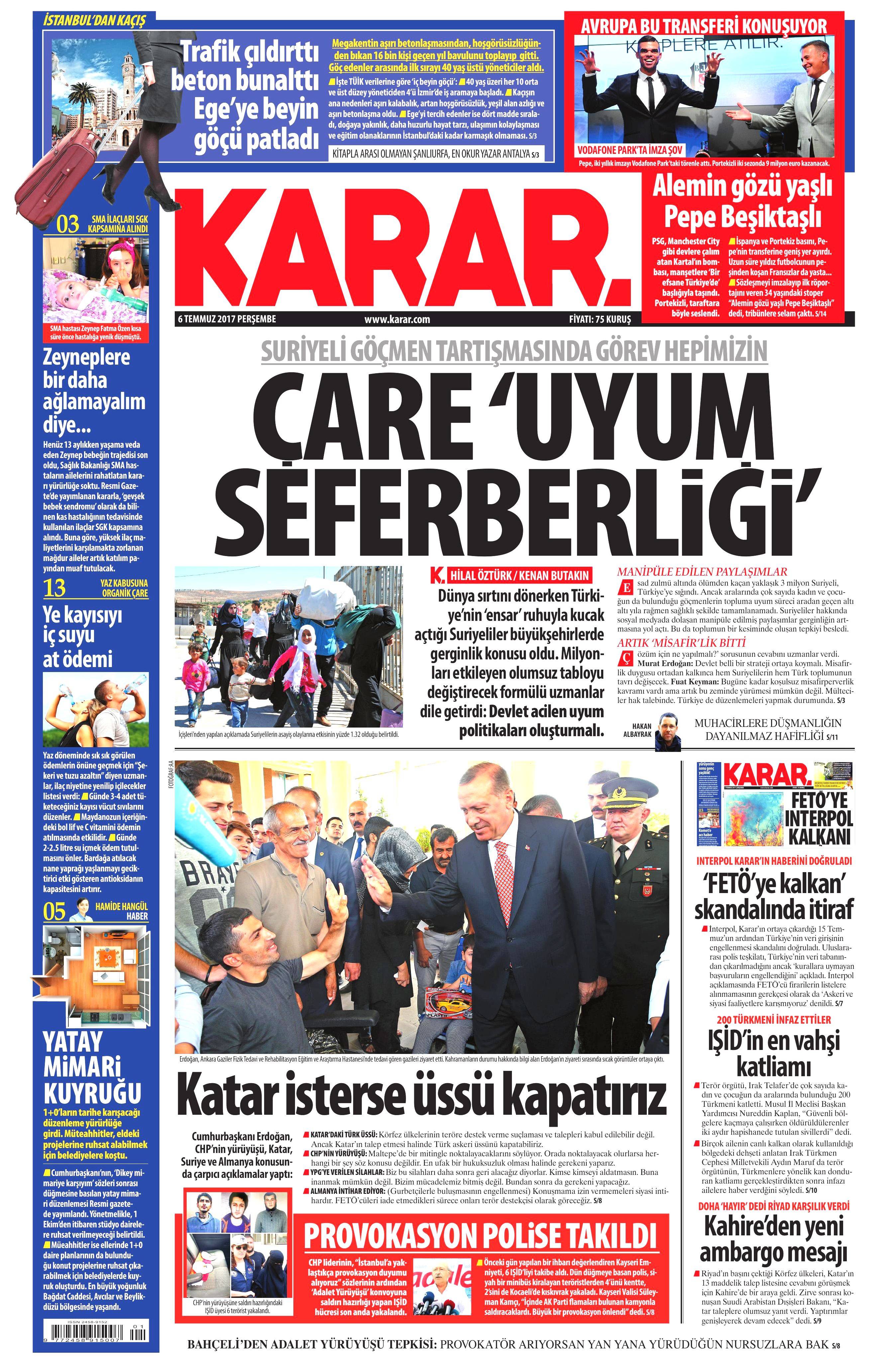 6 Temmuz 2017 Perşembe gazete manşetleri - 8