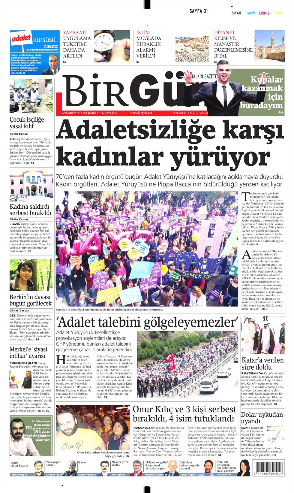 6 Temmuz 2017 Perşembe gazete manşetleri - 26