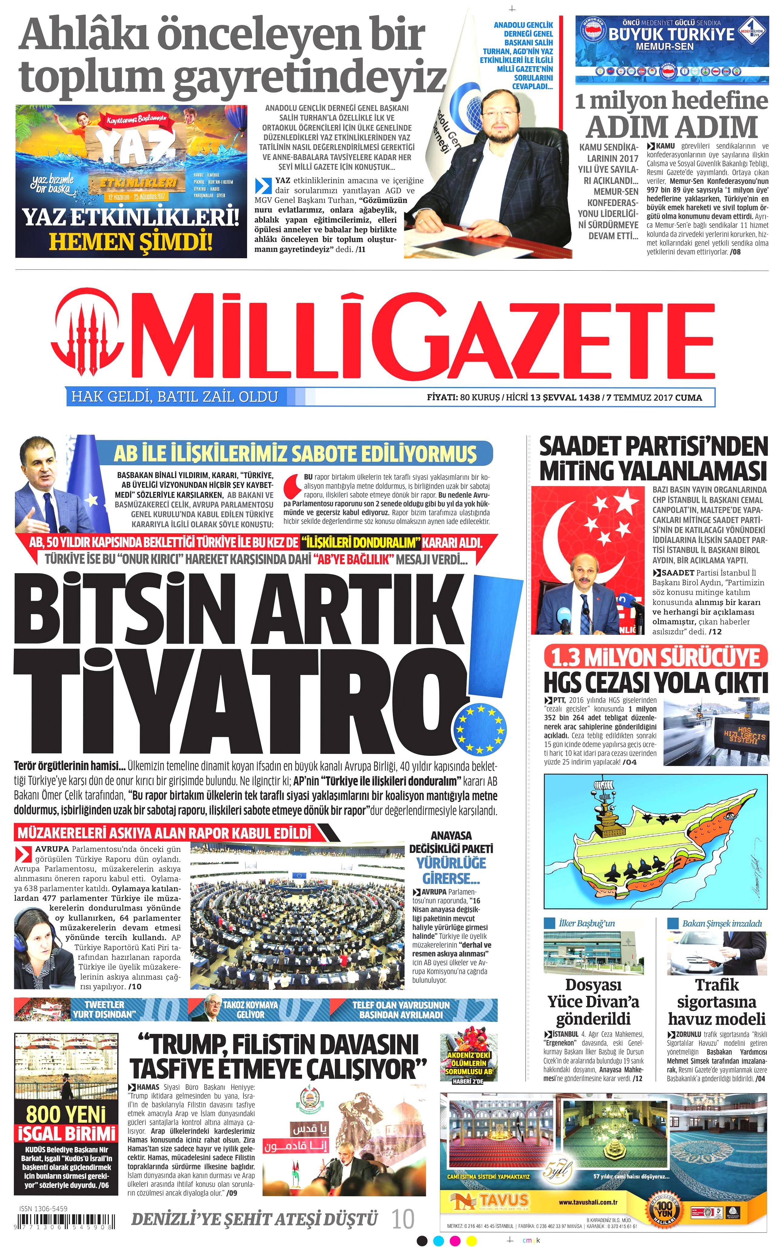 7 Temmuz 2017 Cuma gazete manşetleri - 10