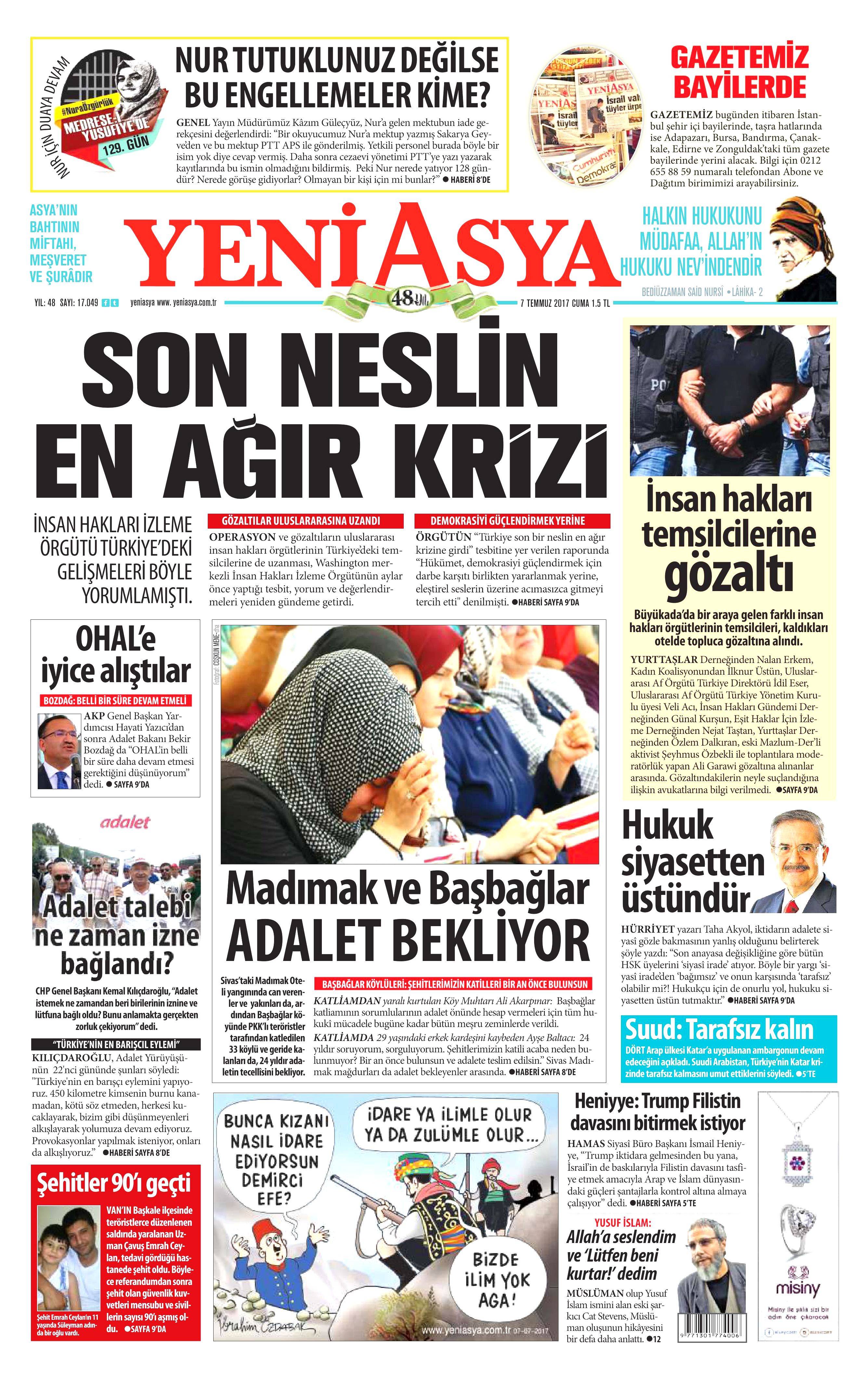 7 Temmuz 2017 Cuma gazete manşetleri - 19