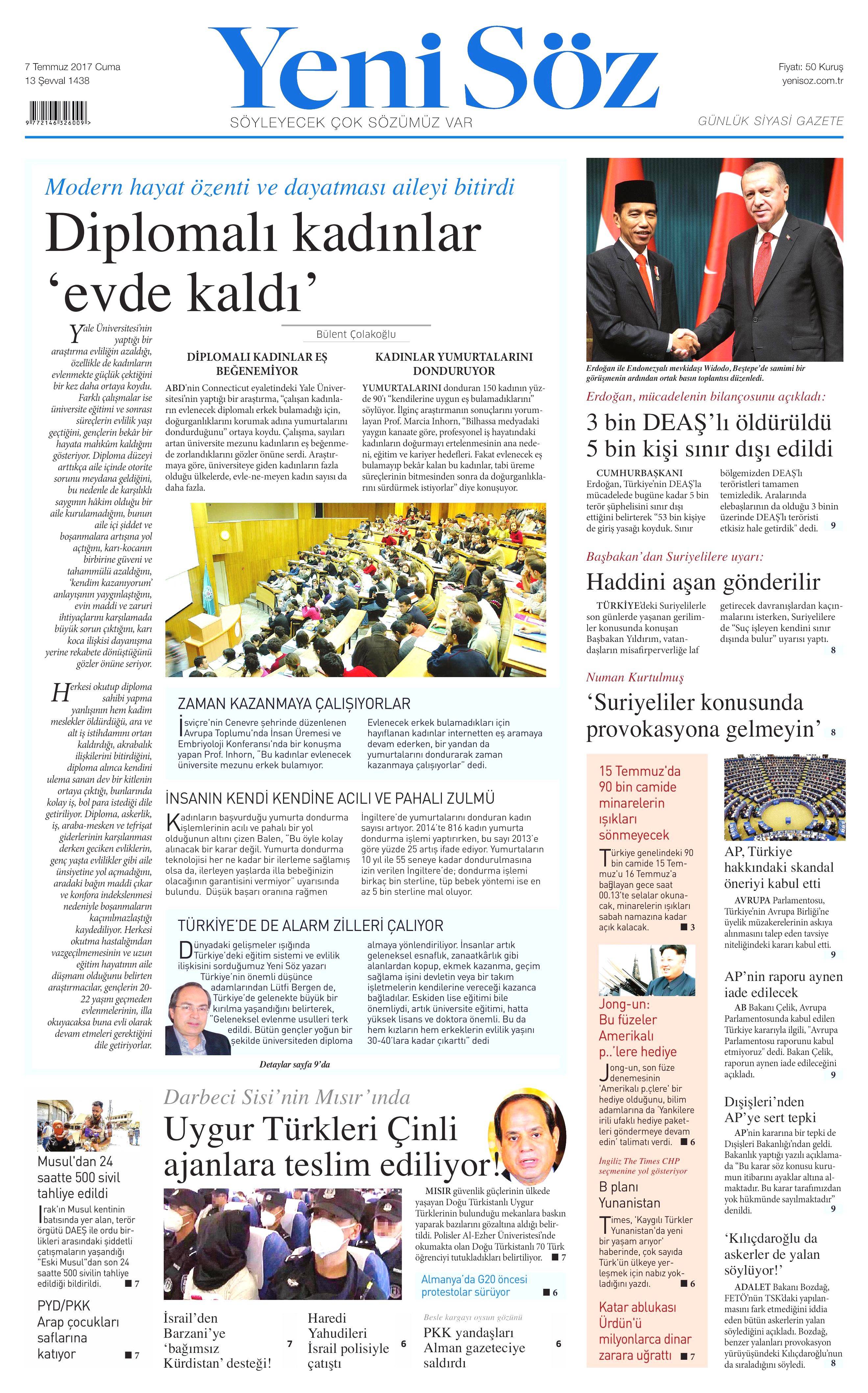 7 Temmuz 2017 Cuma gazete manşetleri - 23