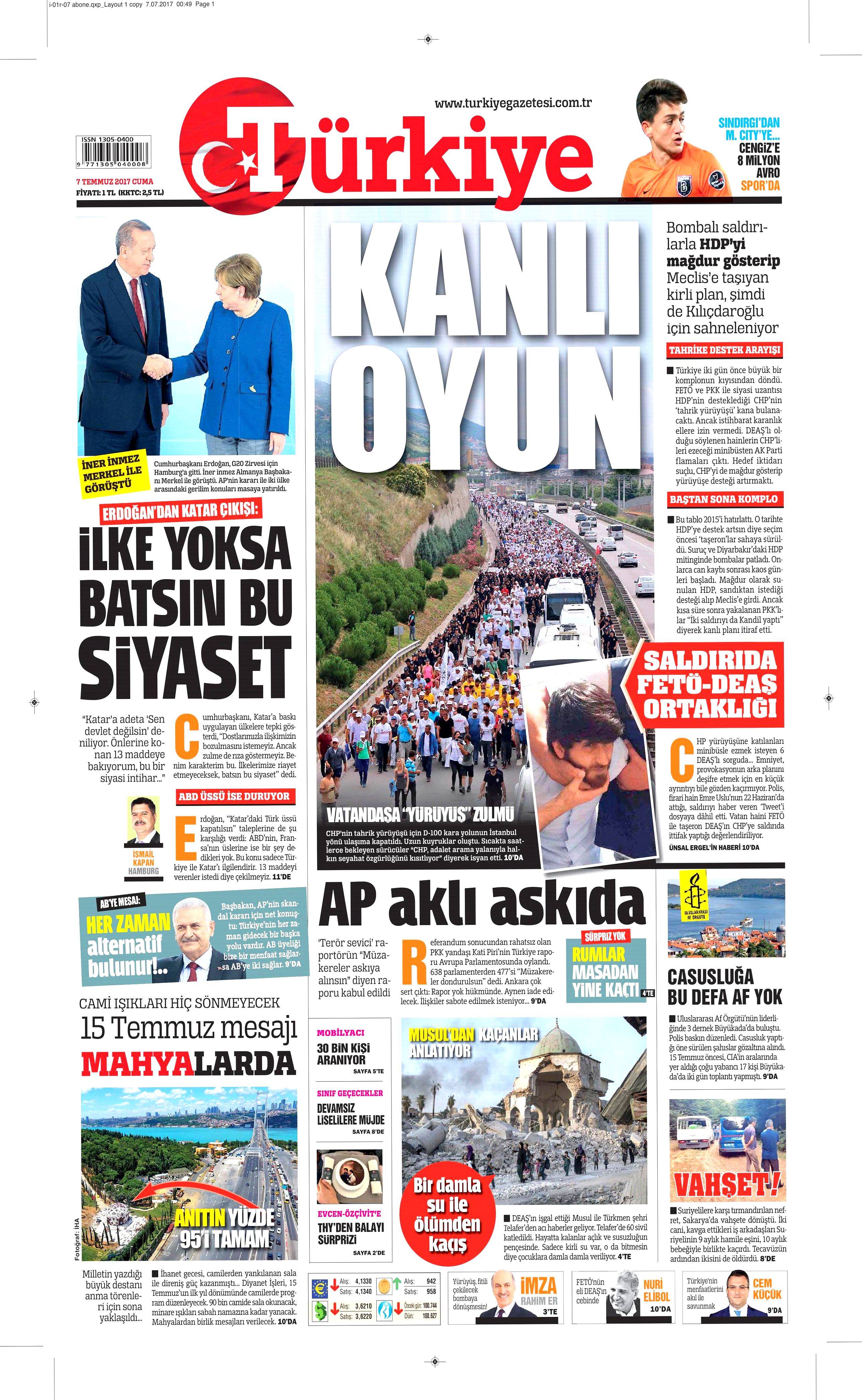 7 Temmuz 2017 Cuma gazete manşetleri - 17