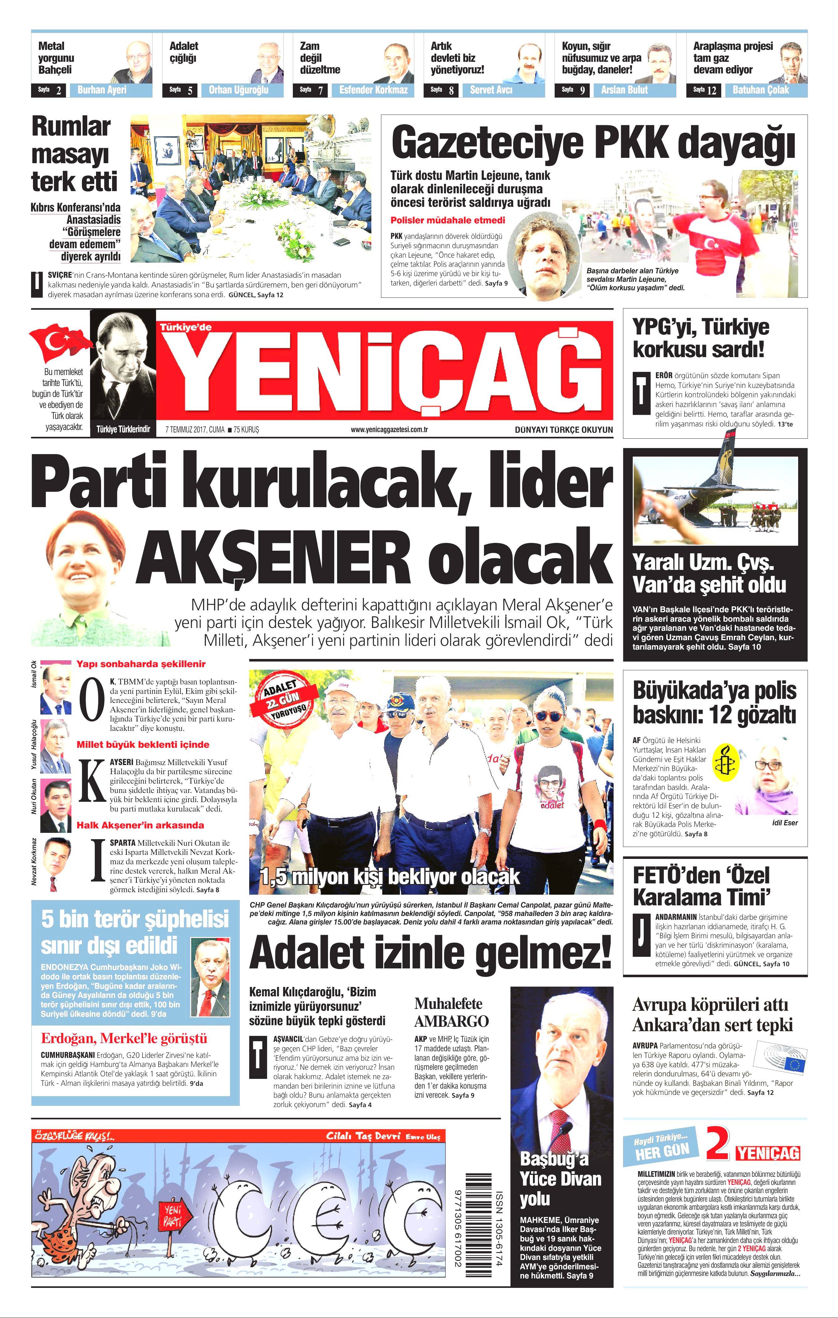 7 Temmuz 2017 Cuma gazete manşetleri - 21