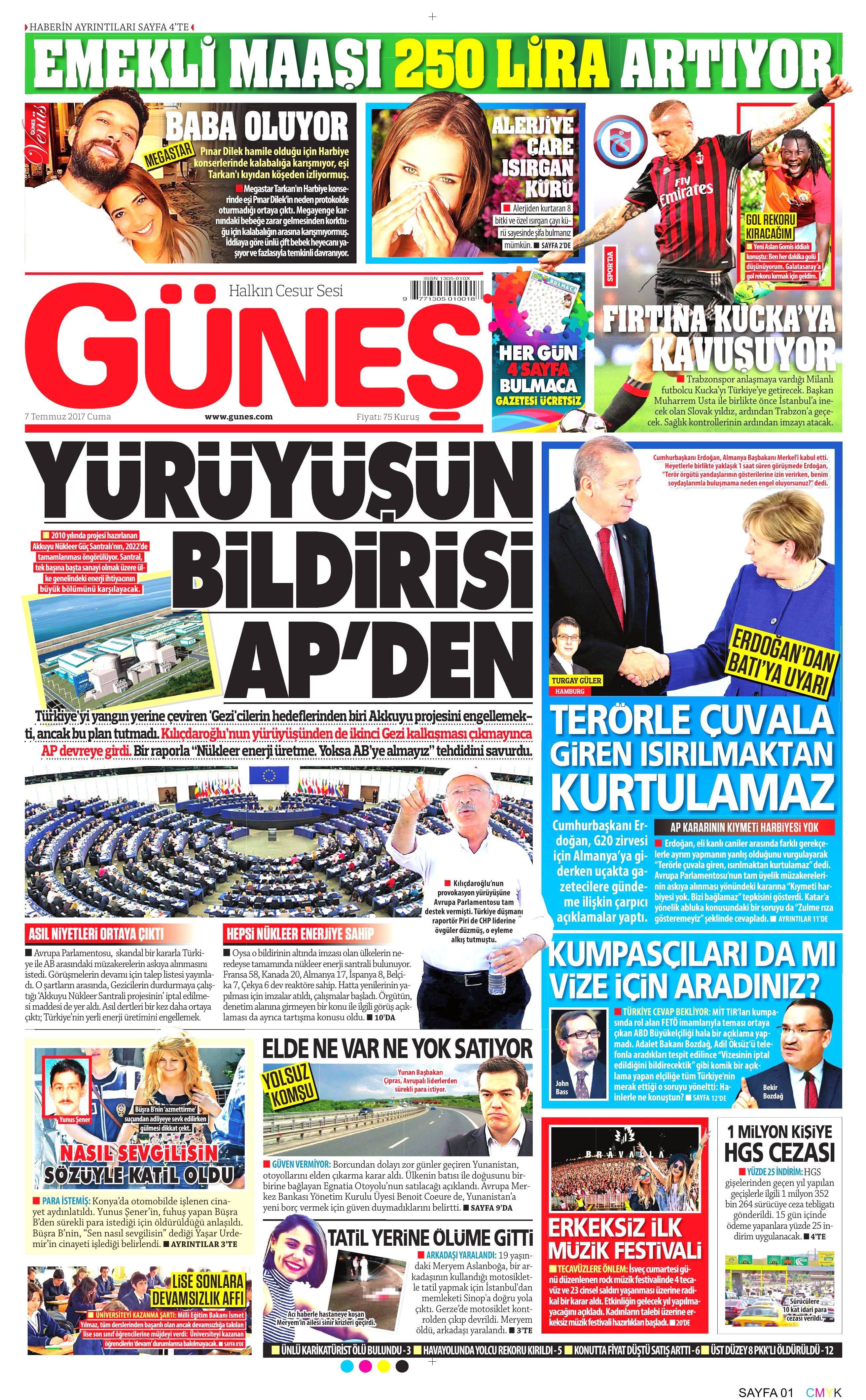 7 Temmuz 2017 Cuma gazete manşetleri - 4