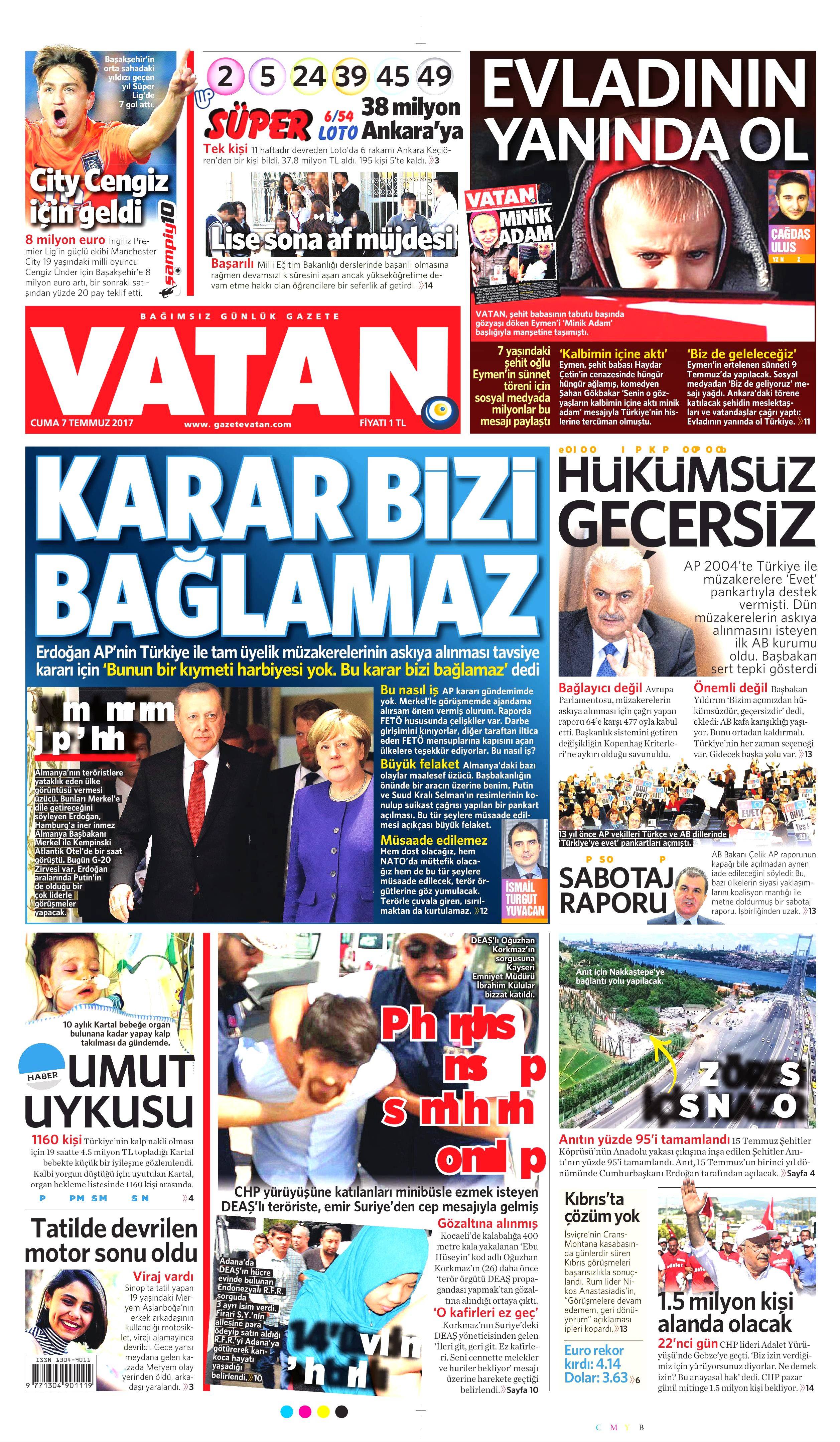 7 Temmuz 2017 Cuma gazete manşetleri - 18