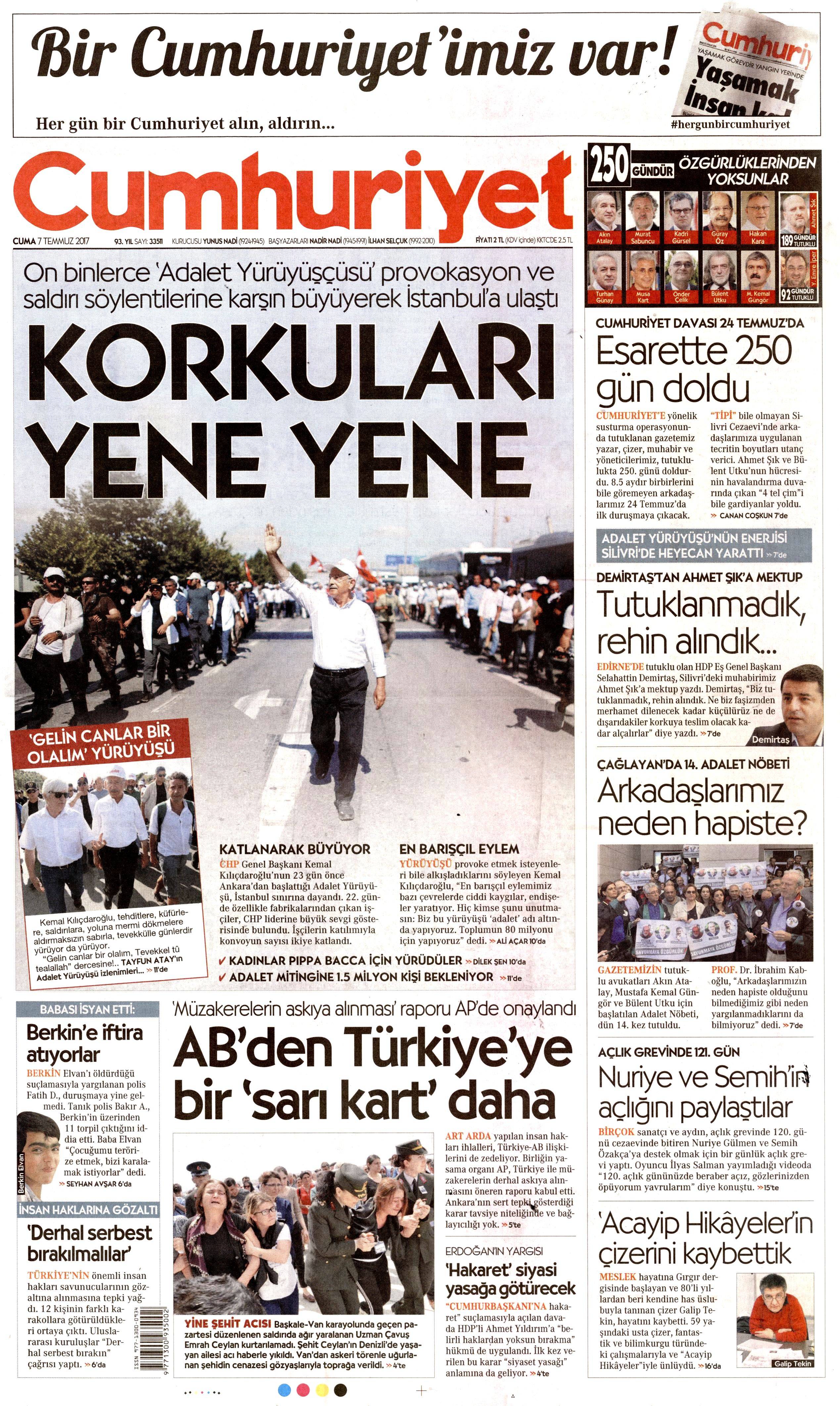 7 Temmuz 2017 Cuma gazete manşetleri - 28