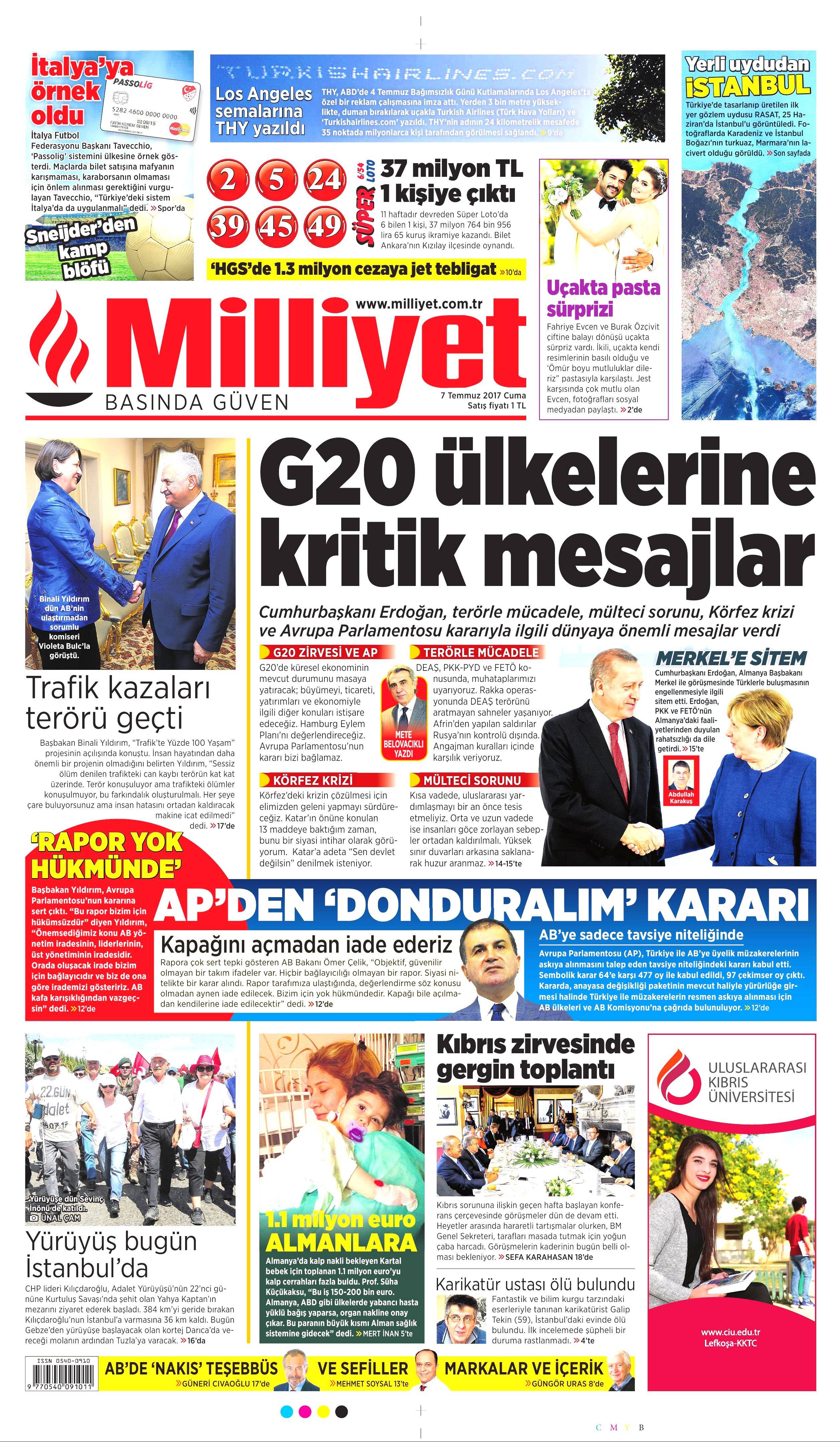 7 Temmuz 2017 Cuma gazete manşetleri - 11