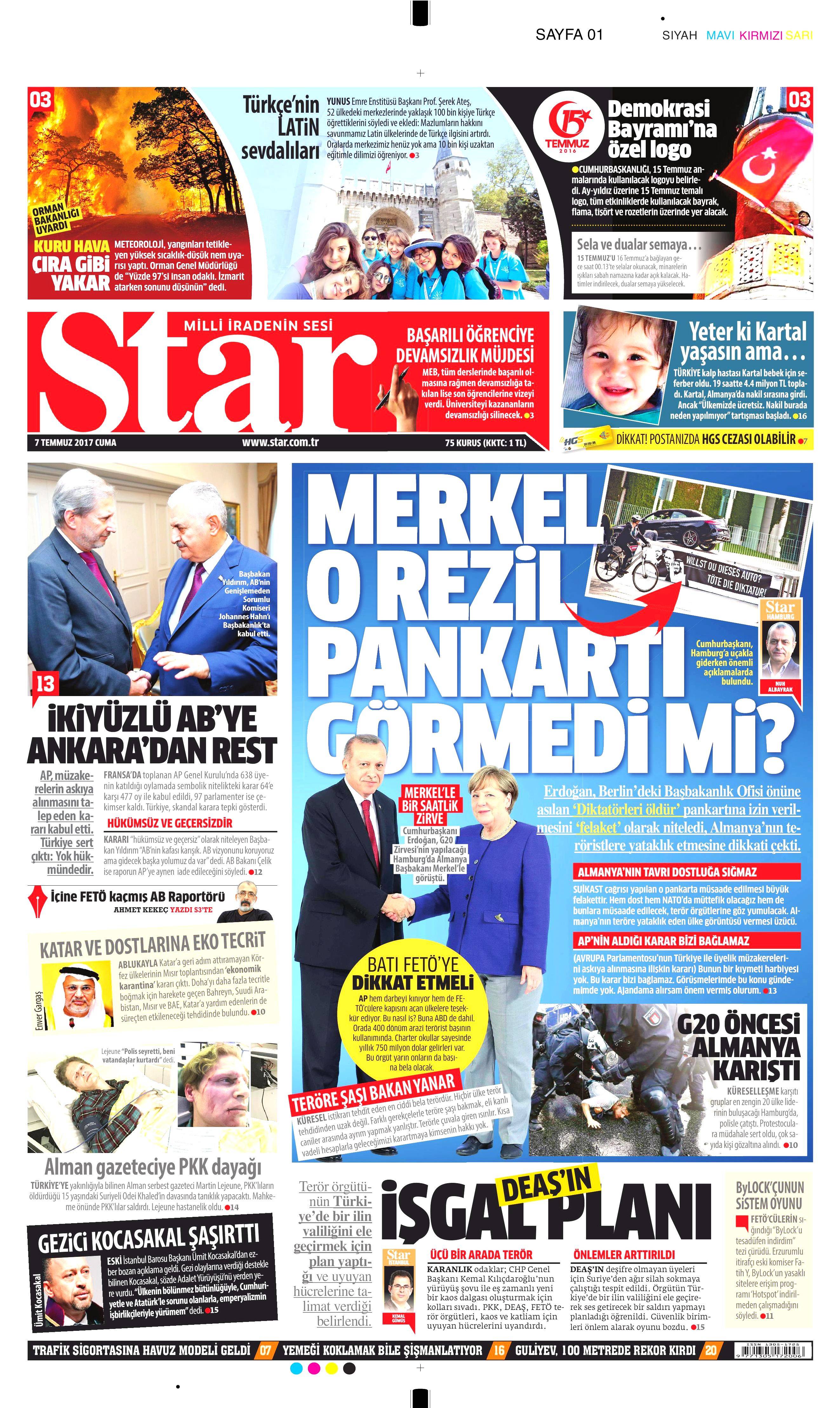 7 Temmuz 2017 Cuma gazete manşetleri - 15