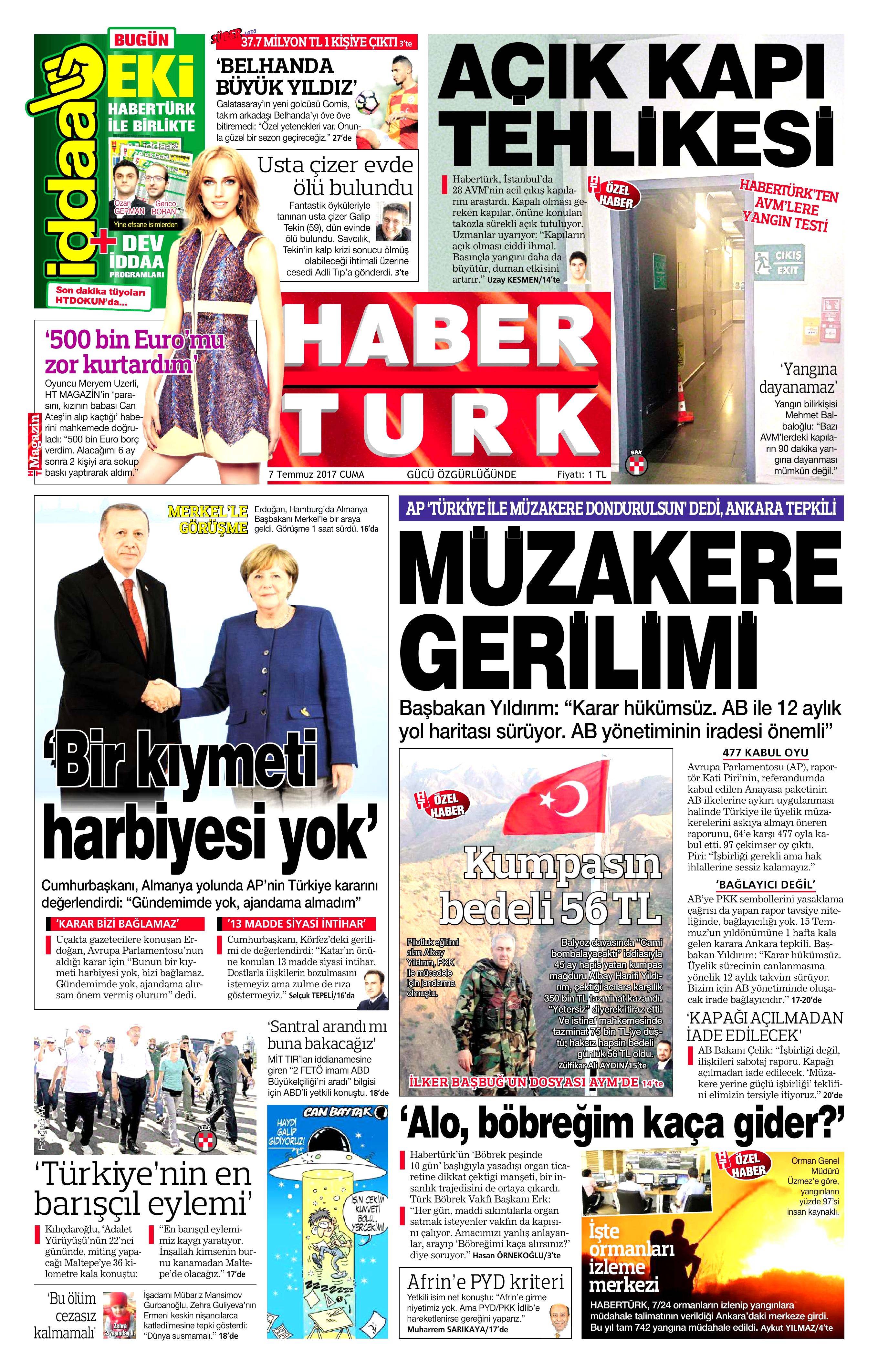 7 Temmuz 2017 Cuma gazete manşetleri - 5
