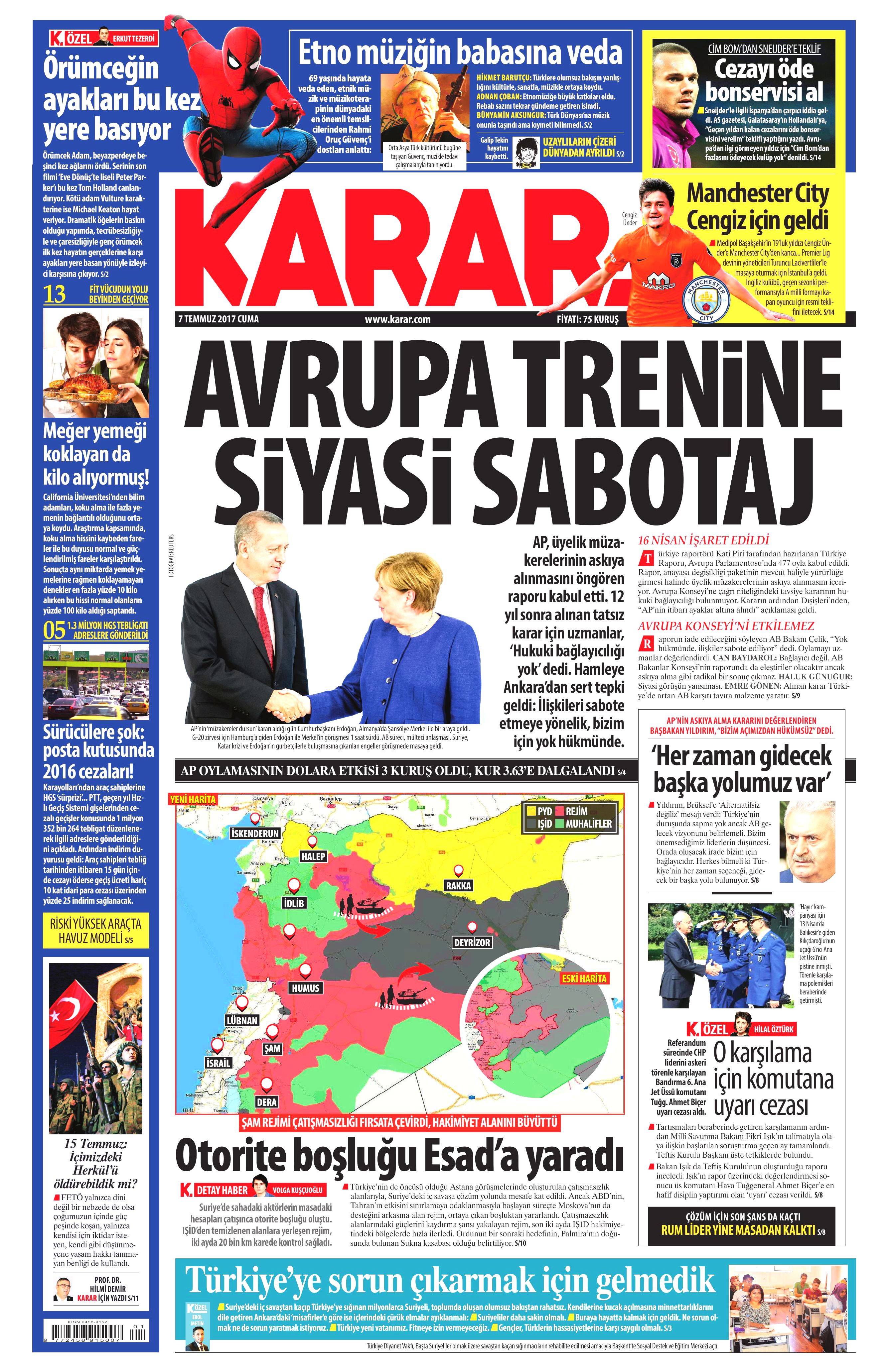 7 Temmuz 2017 Cuma gazete manşetleri - 8