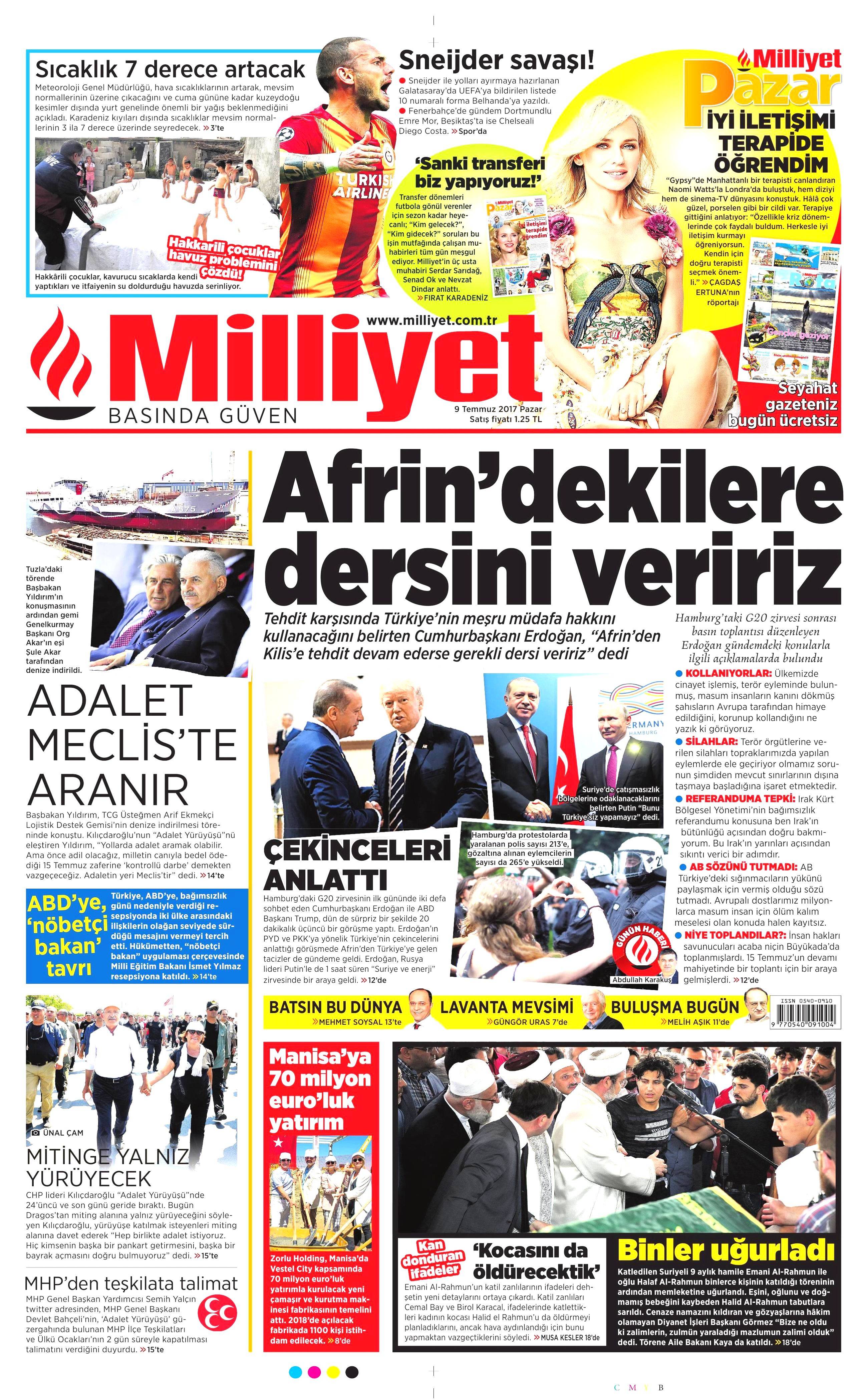 9 Temmuz 2017 Pazar gazete manşetleri - 10