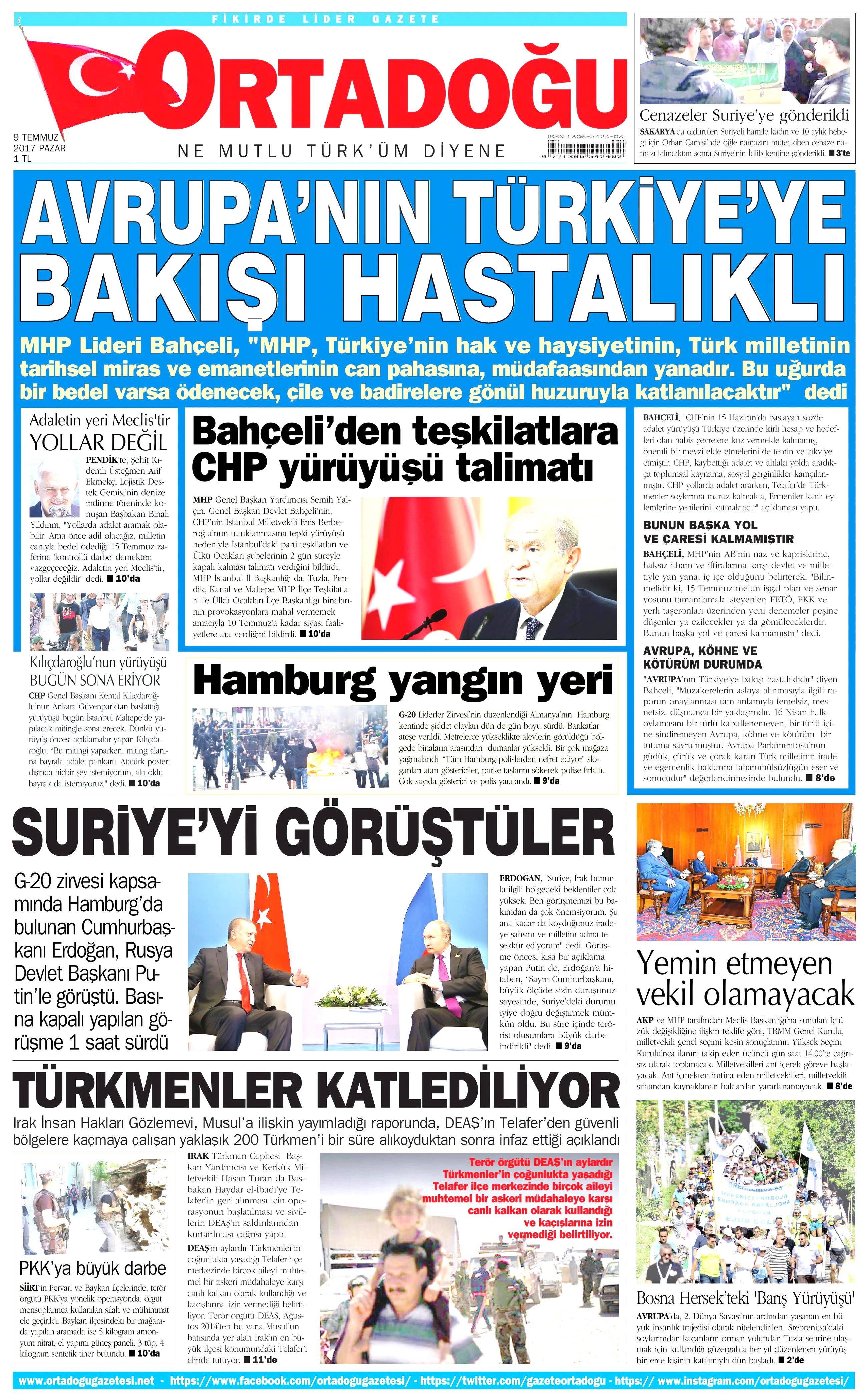 9 Temmuz 2017 Pazar gazete manşetleri - 11