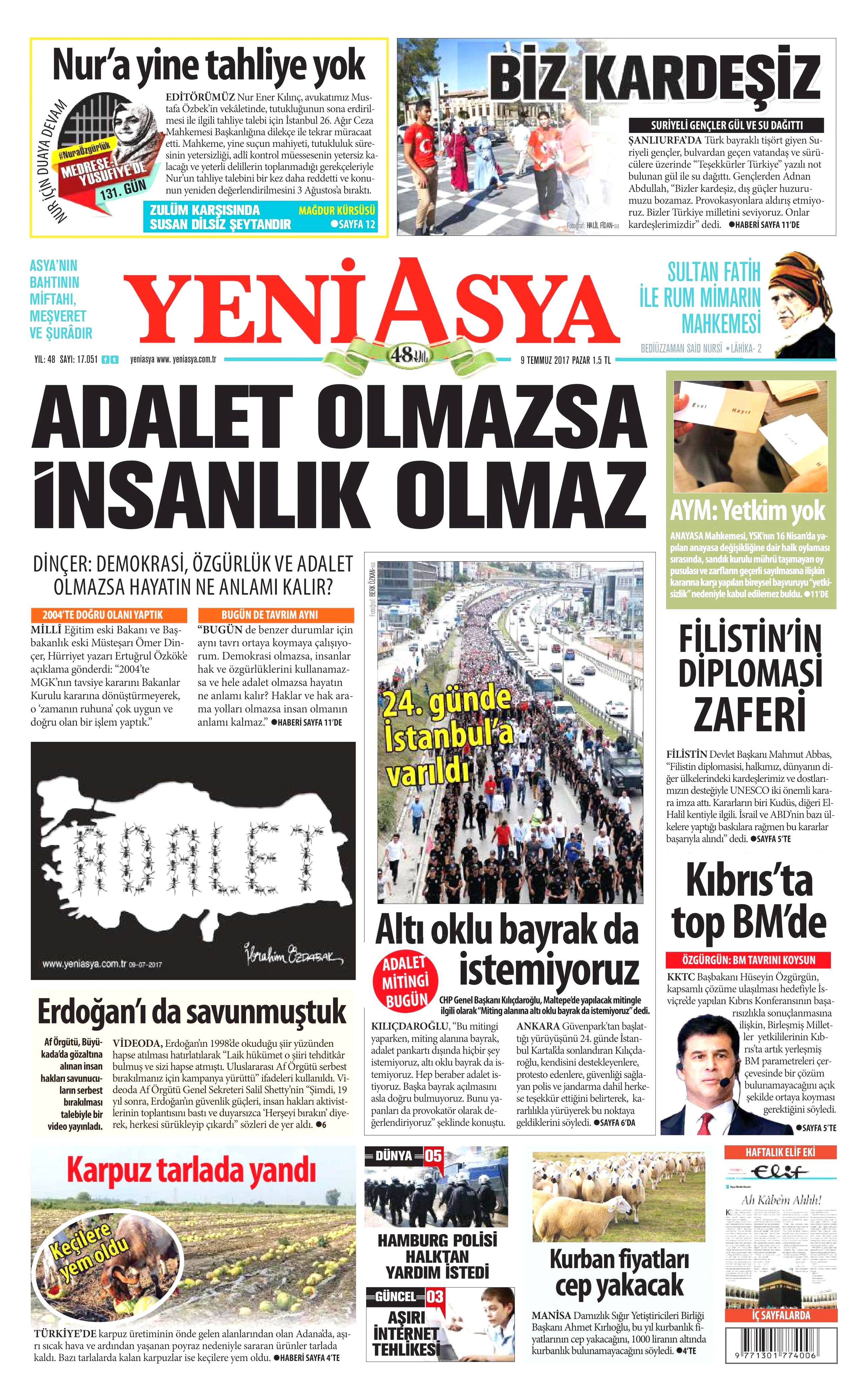 9 Temmuz 2017 Pazar gazete manşetleri - 18