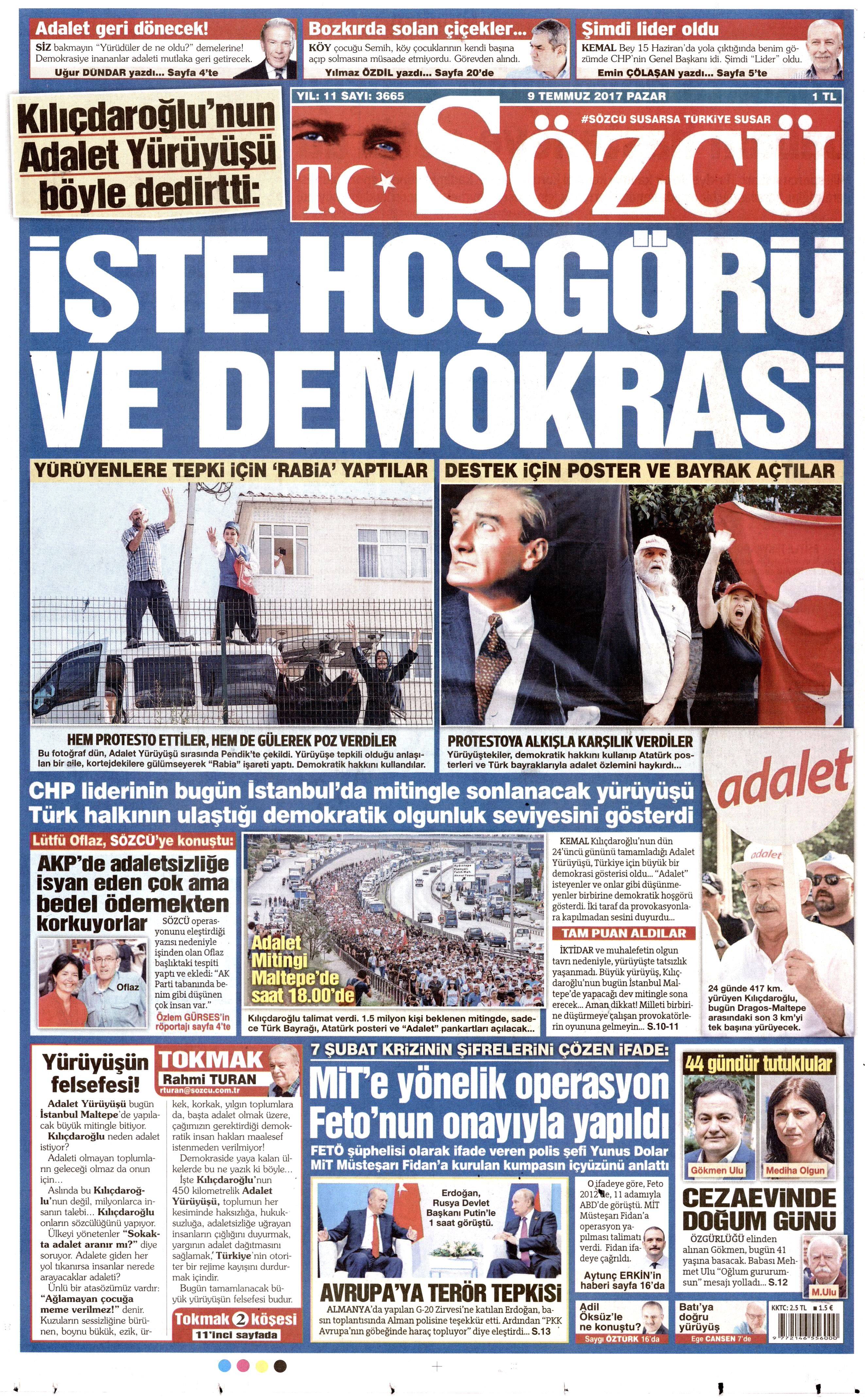 9 Temmuz 2017 Pazar gazete manşetleri - 13