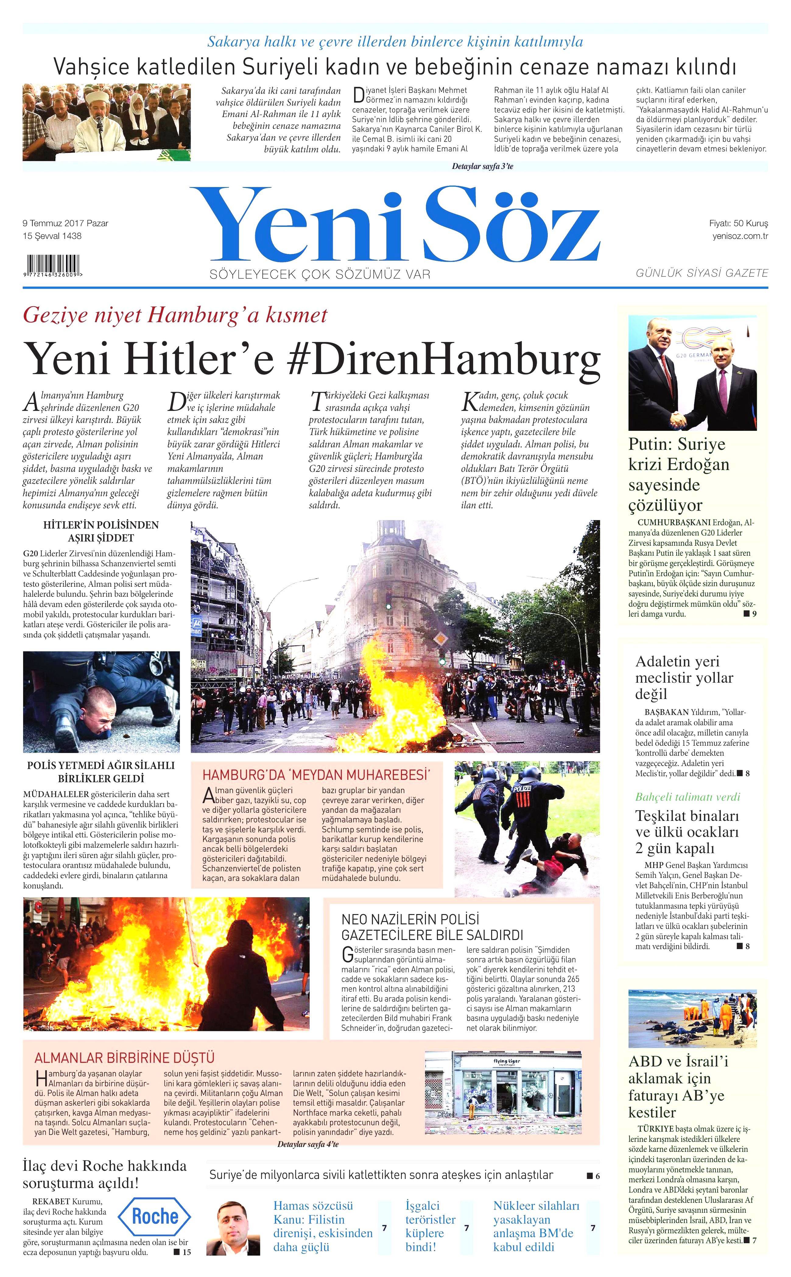 9 Temmuz 2017 Pazar gazete manşetleri - 22