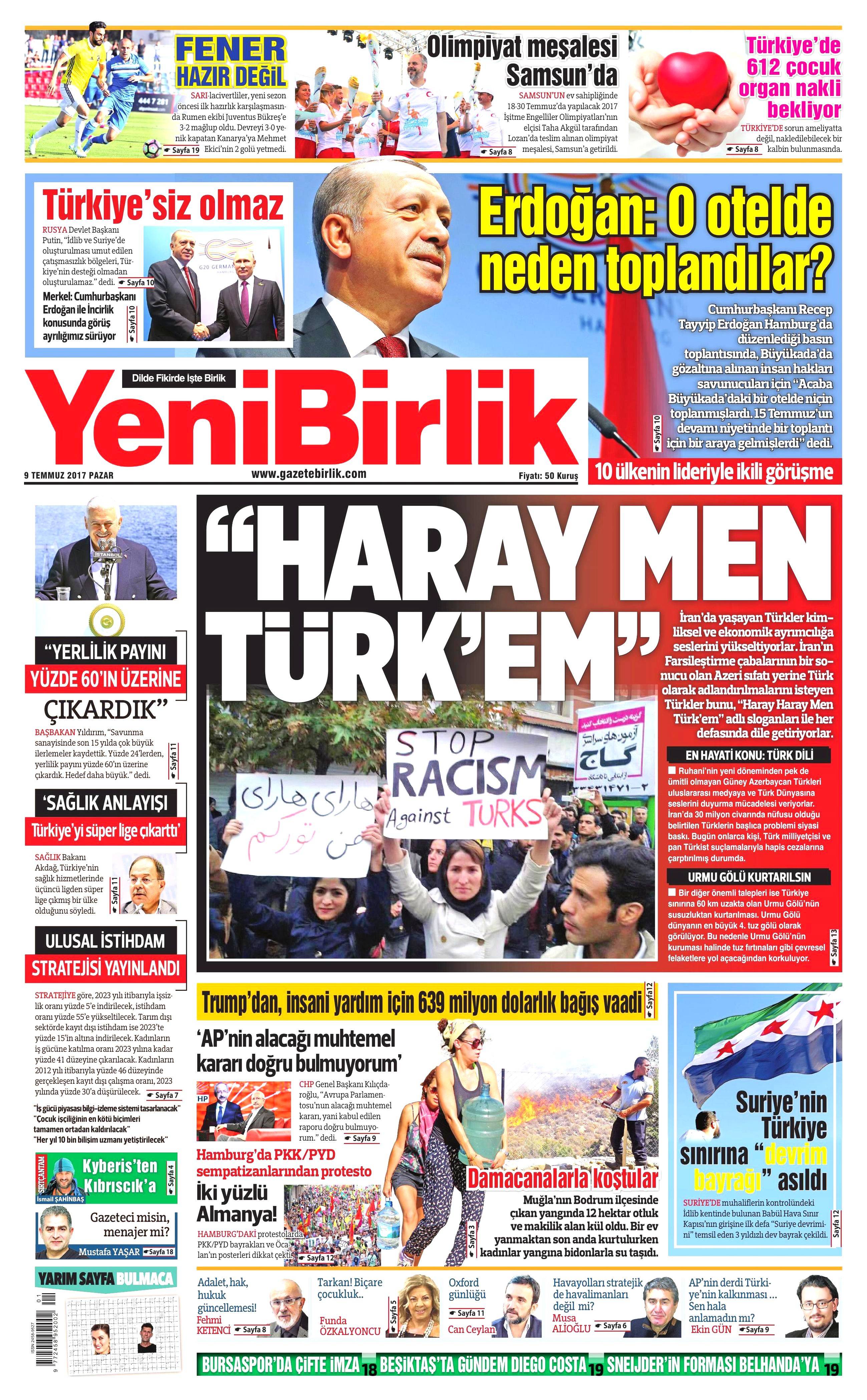 9 Temmuz 2017 Pazar gazete manşetleri - 19