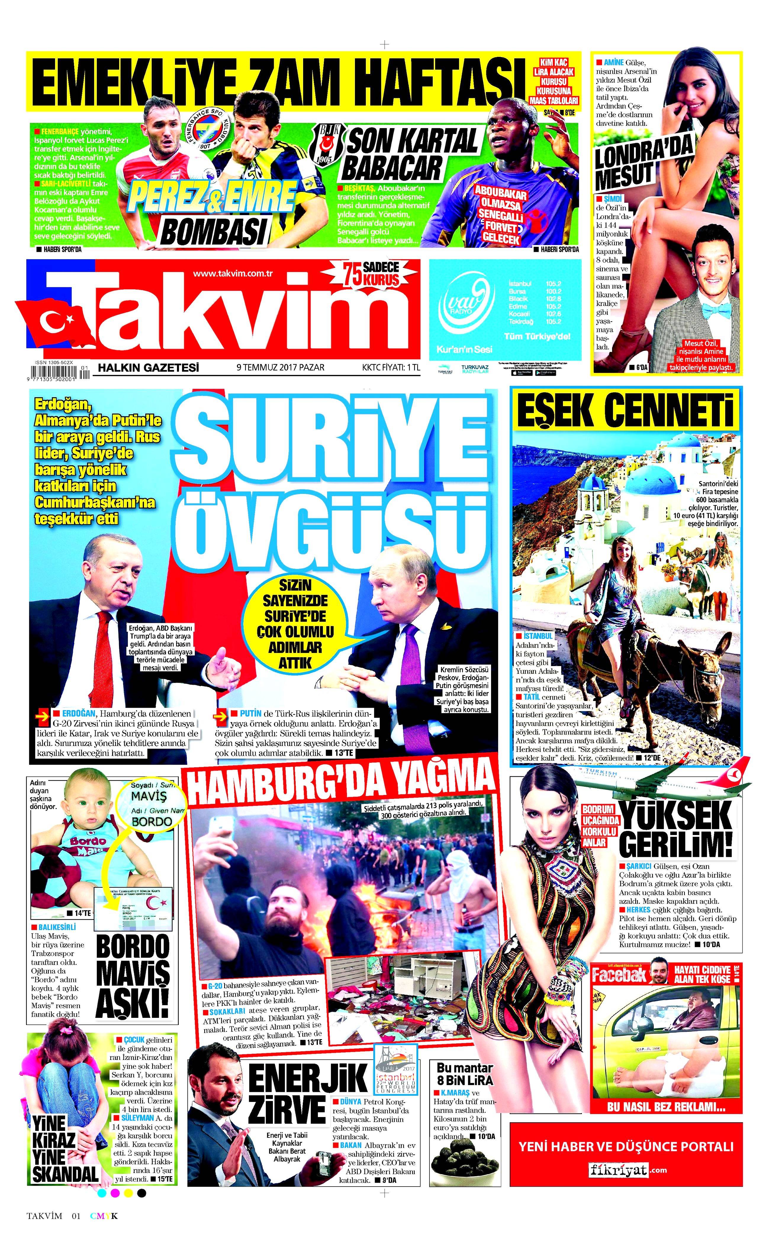 9 Temmuz 2017 Pazar gazete manşetleri - 15