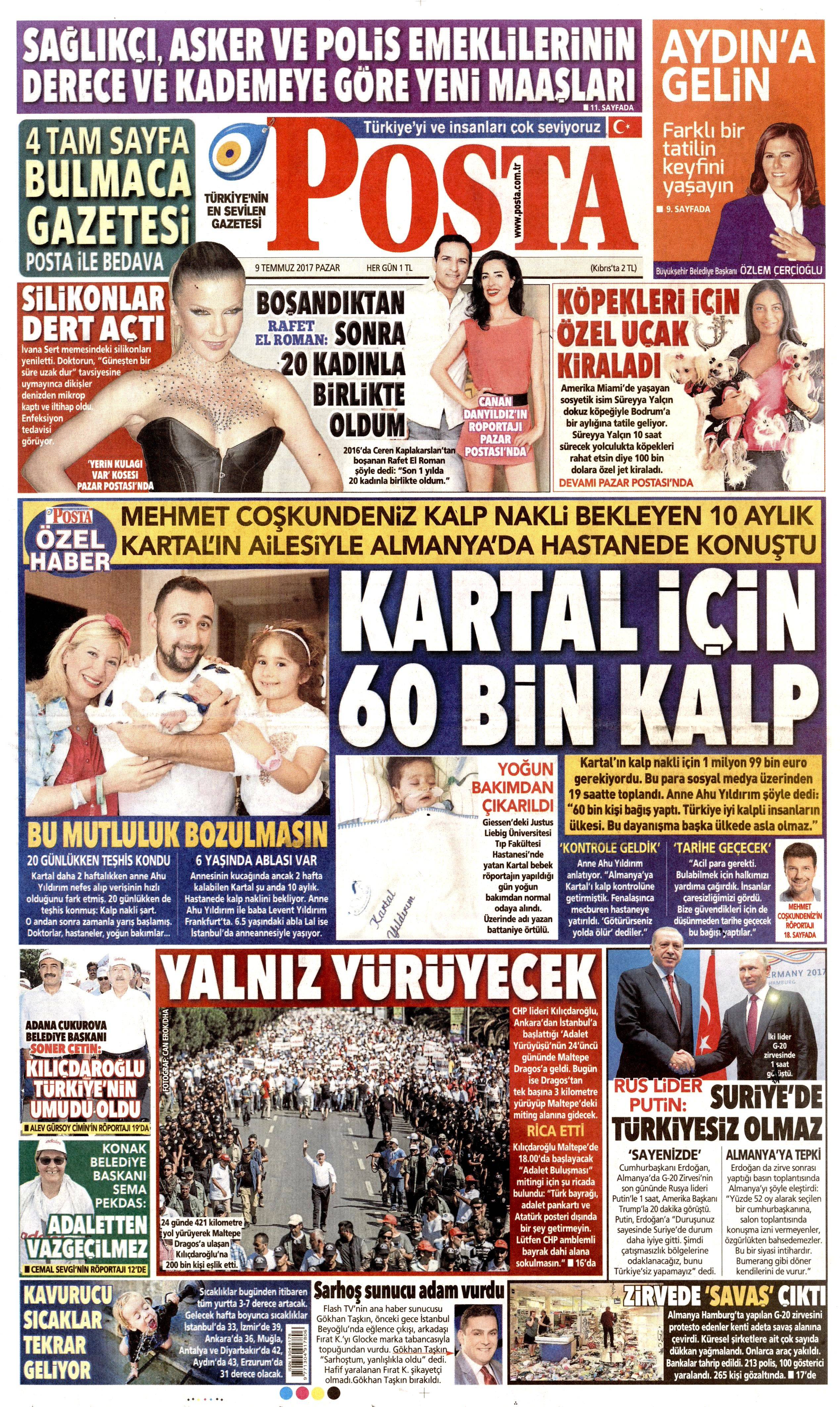 9 Temmuz 2017 Pazar gazete manşetleri - 28