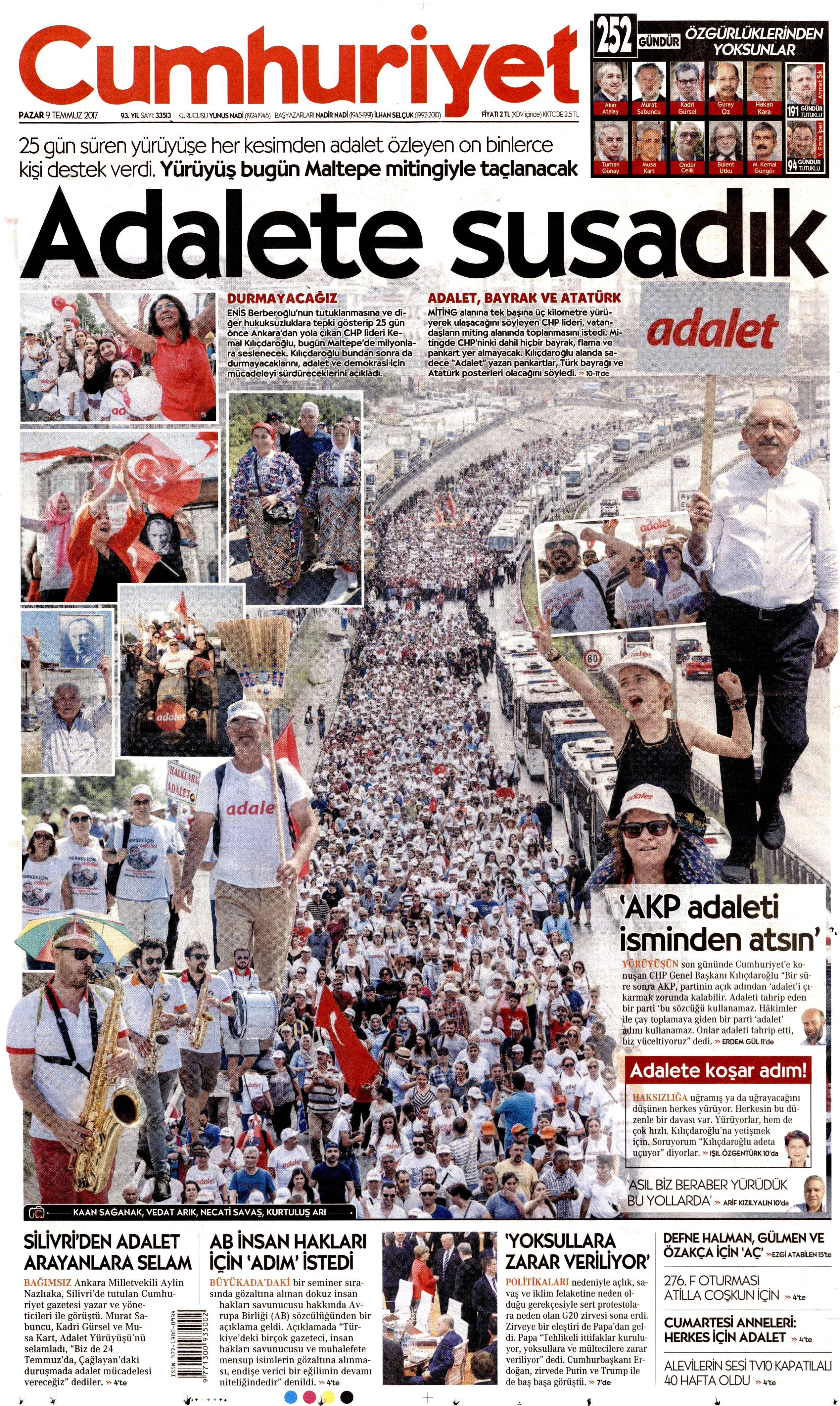 9 Temmuz 2017 Pazar gazete manşetleri - 24