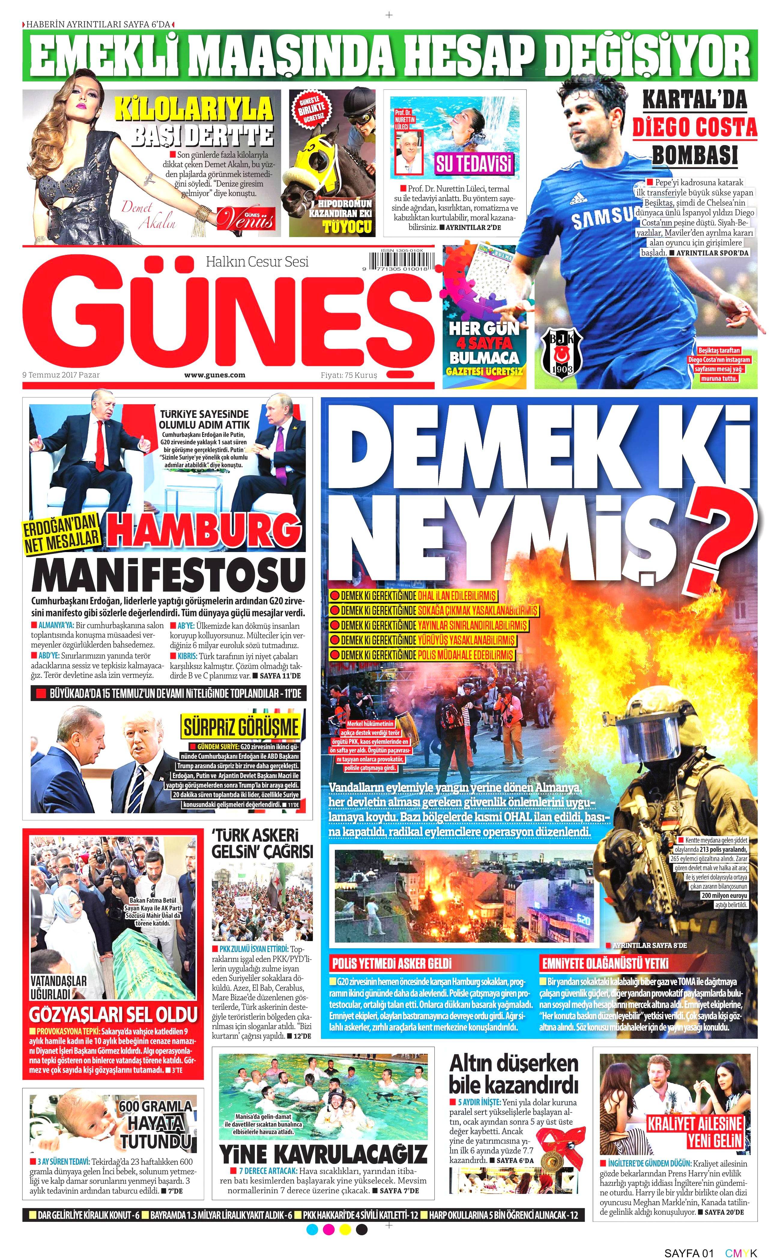 9 Temmuz 2017 Pazar gazete manşetleri - 4