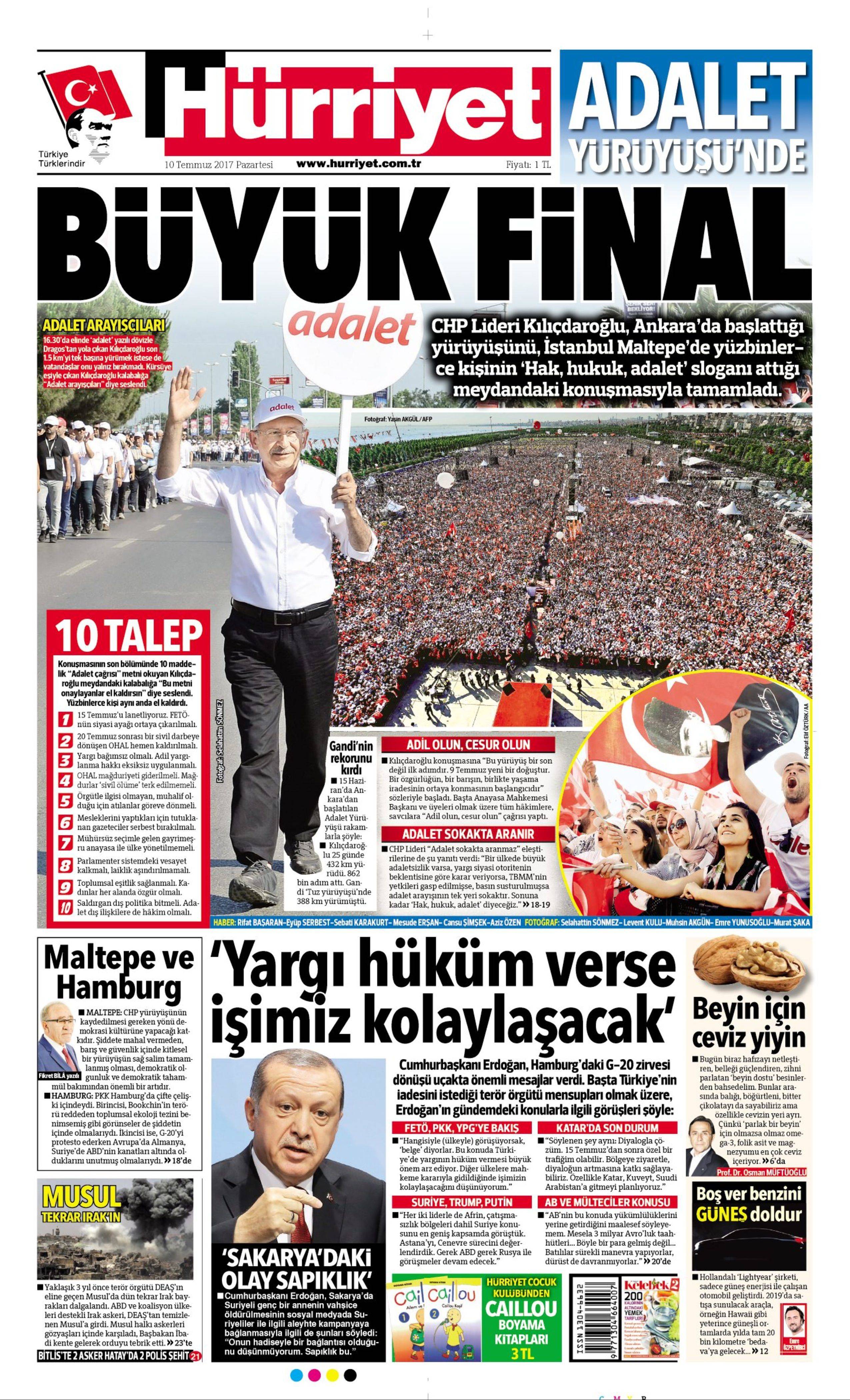 10 Temmuz 2017 Pazartesi gazete manşetleri - 6