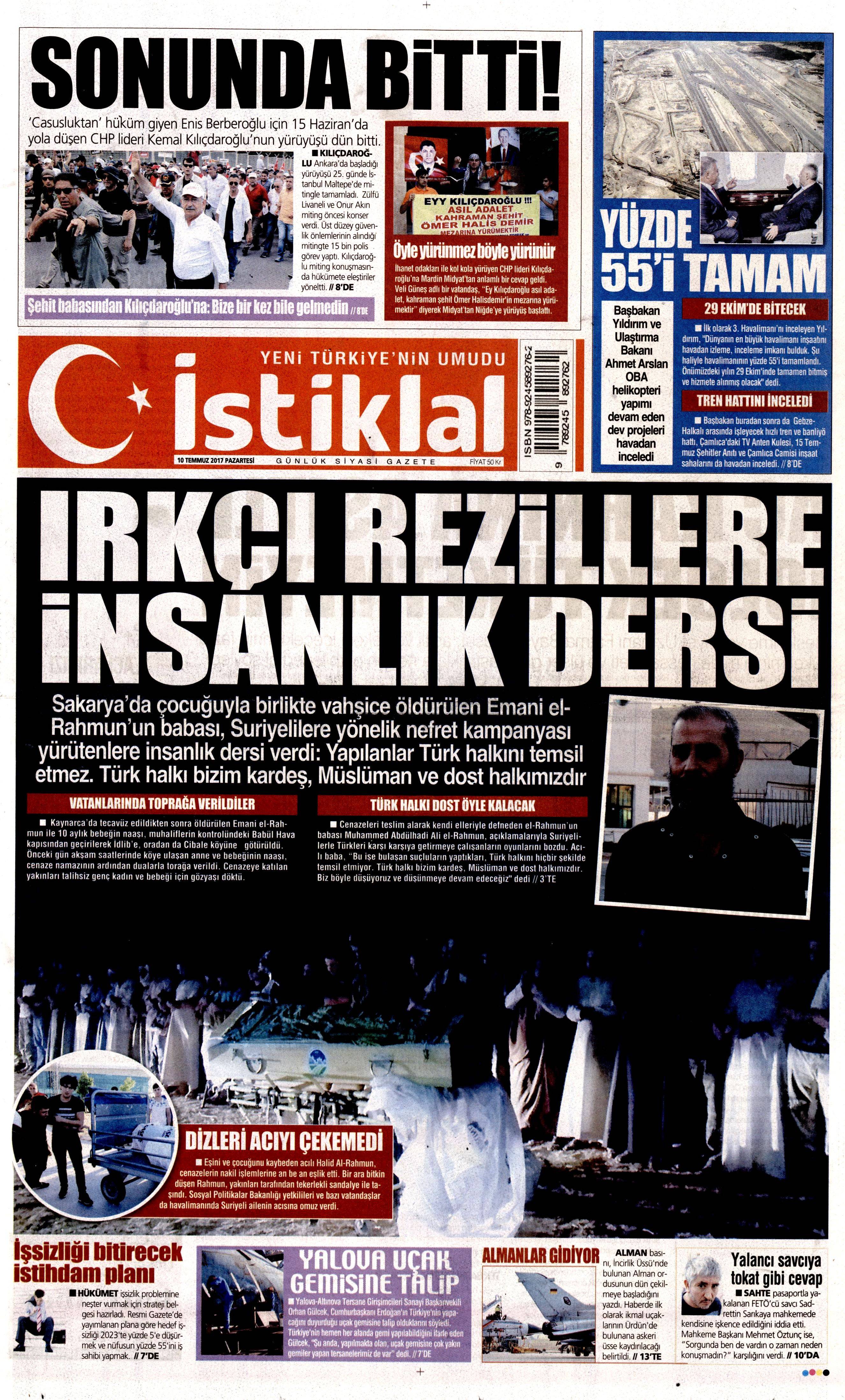 10 Temmuz 2017 Pazartesi gazete manşetleri - 7