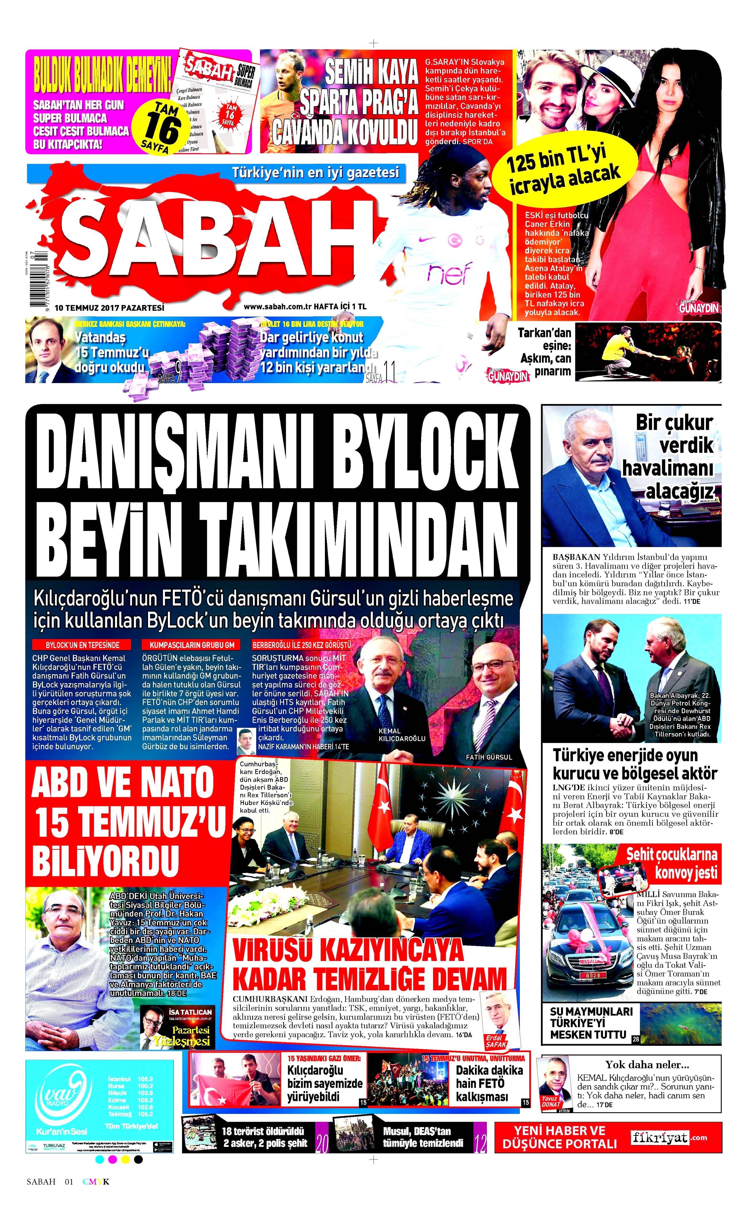 10 Temmuz 2017 Pazartesi gazete manşetleri - 13