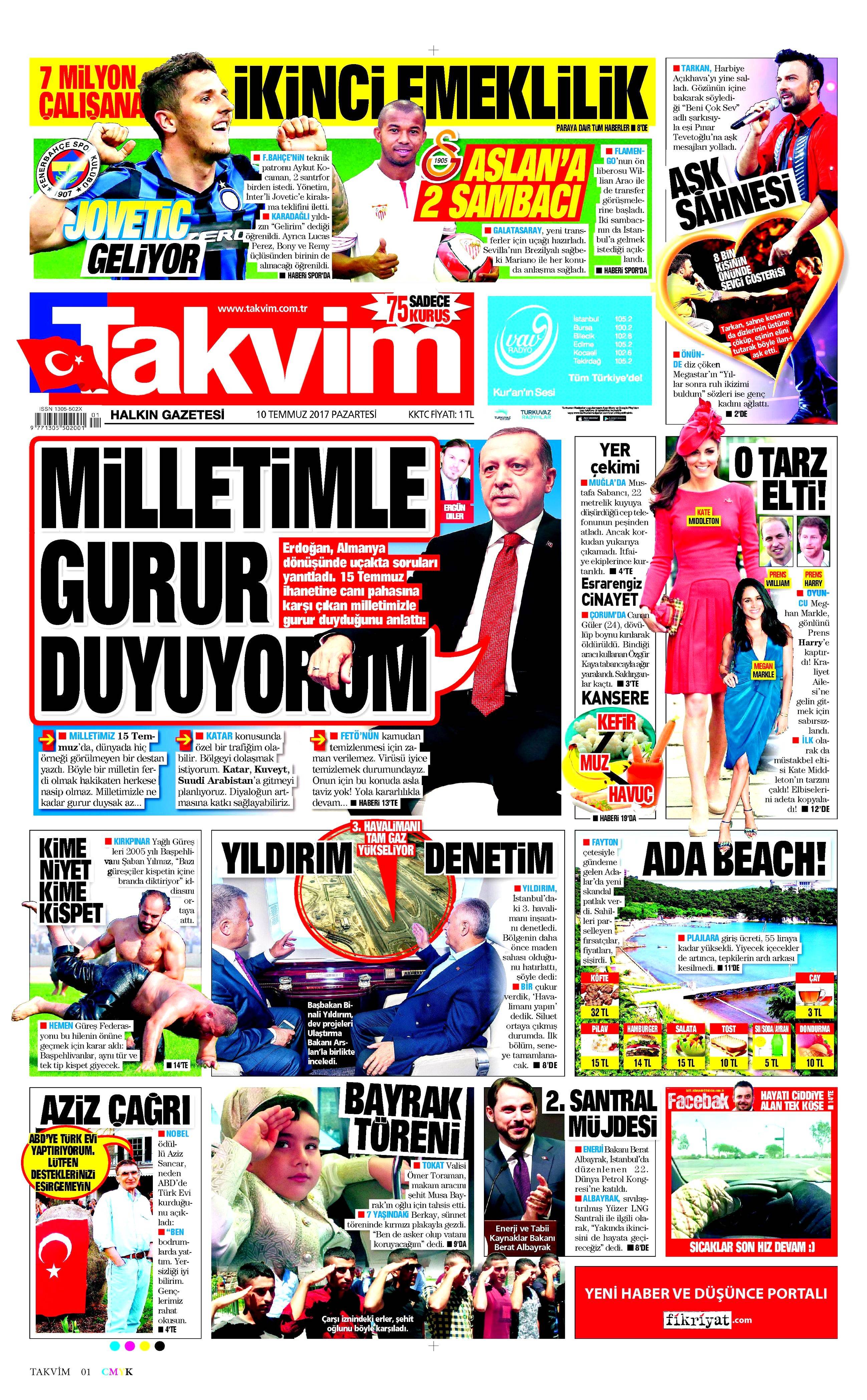 10 Temmuz 2017 Pazartesi gazete manşetleri - 16