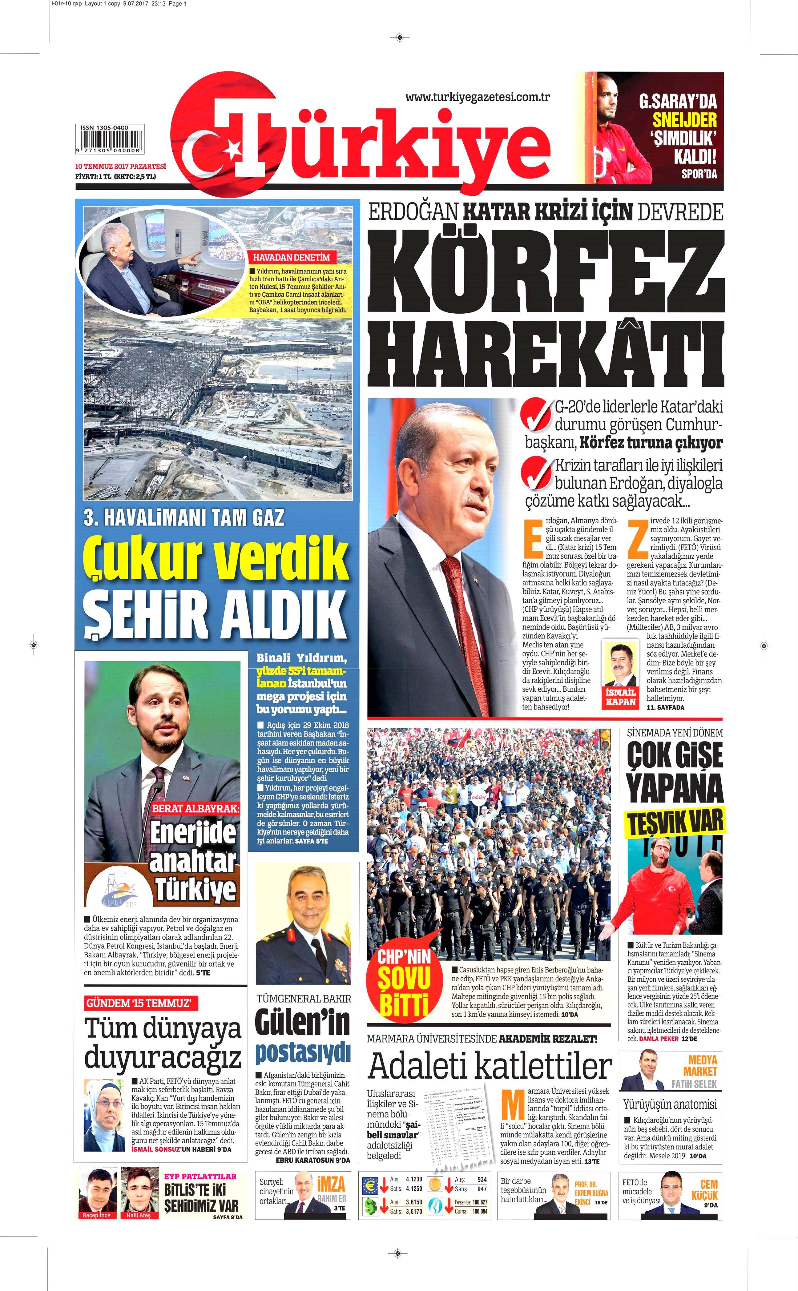 10 Temmuz 2017 Pazartesi gazete manşetleri - 17