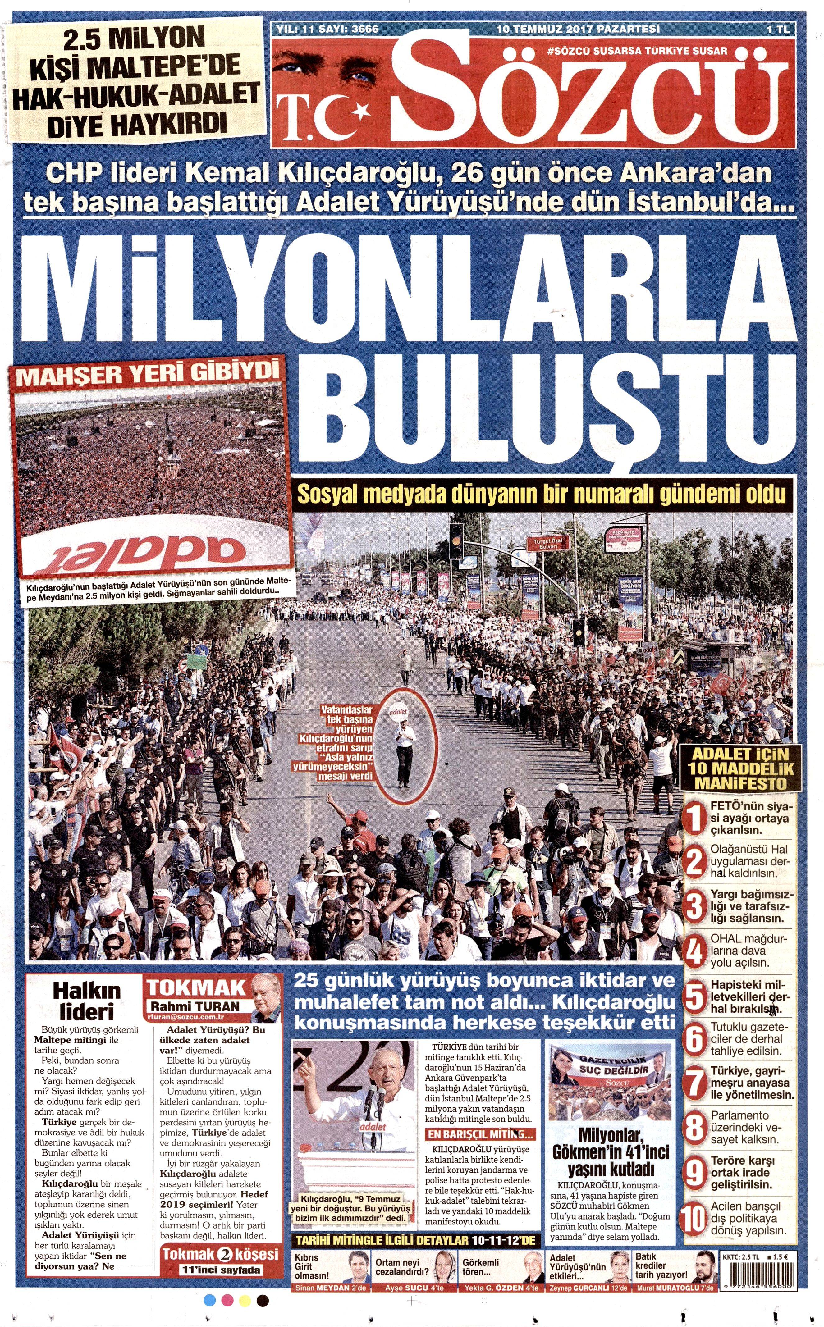 10 Temmuz 2017 Pazartesi gazete manşetleri - 15